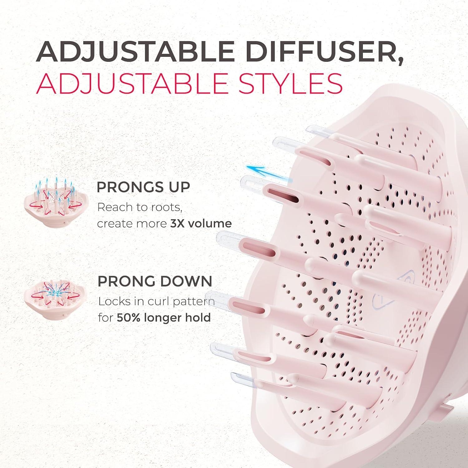 image:imageBlow Dryer with Comb TYMO AIRHYPE Compact 200 Million lonic Hair Dryer with Diffuser Fast Dry Pink Blow Dryer for Women 110000RPM Portable Hairdryer for Curly Hair 4 Temps amp 2 Speeds