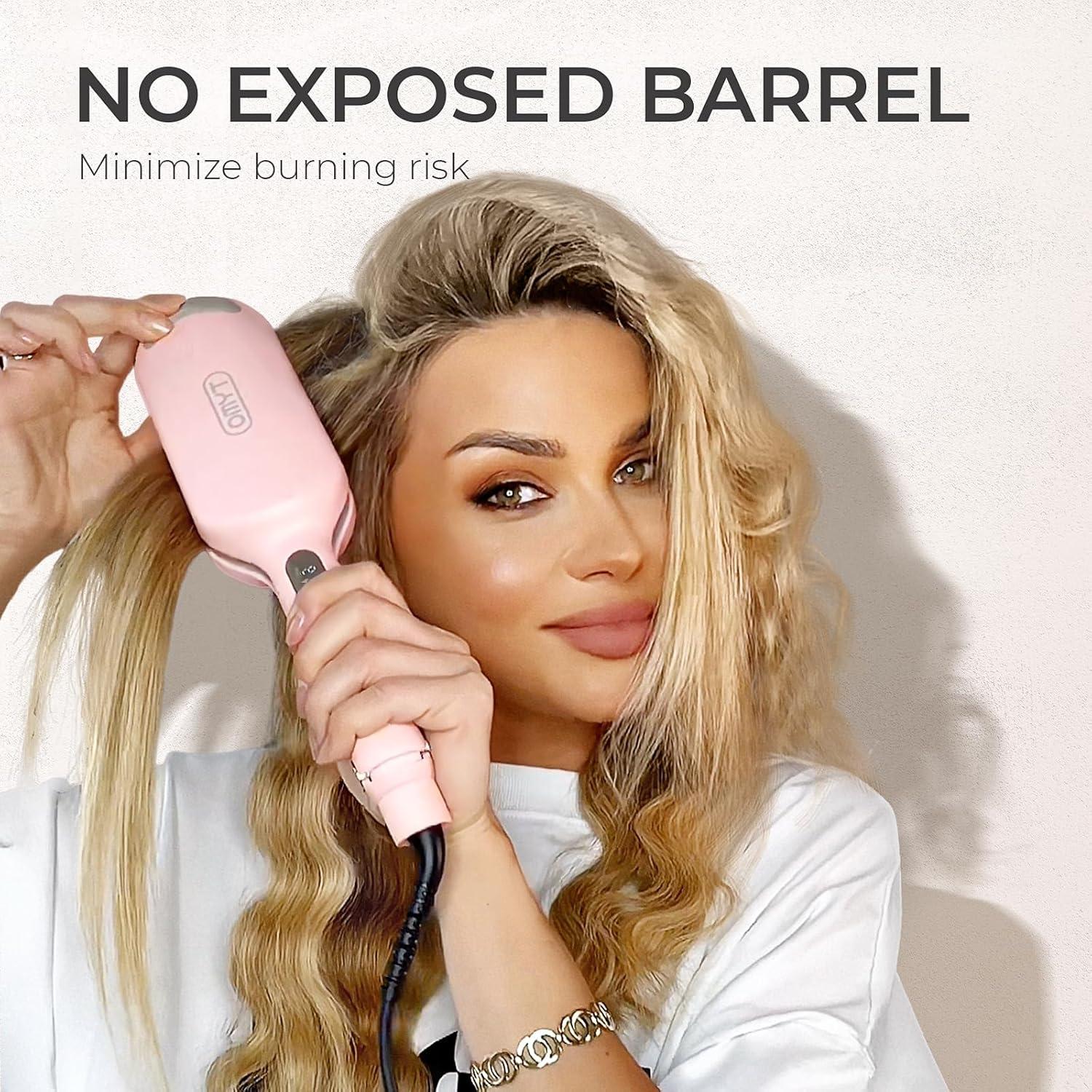 image:imageCurling Iron Hair Crimper Waver TYMO ROVY Beach Waves Curling Wand Ionic Deep Waver Hair Curler Tool with Ceramic 3 Barrel for Women Dual Voltage AntiScald Easy to Use Pink 125 InchPink