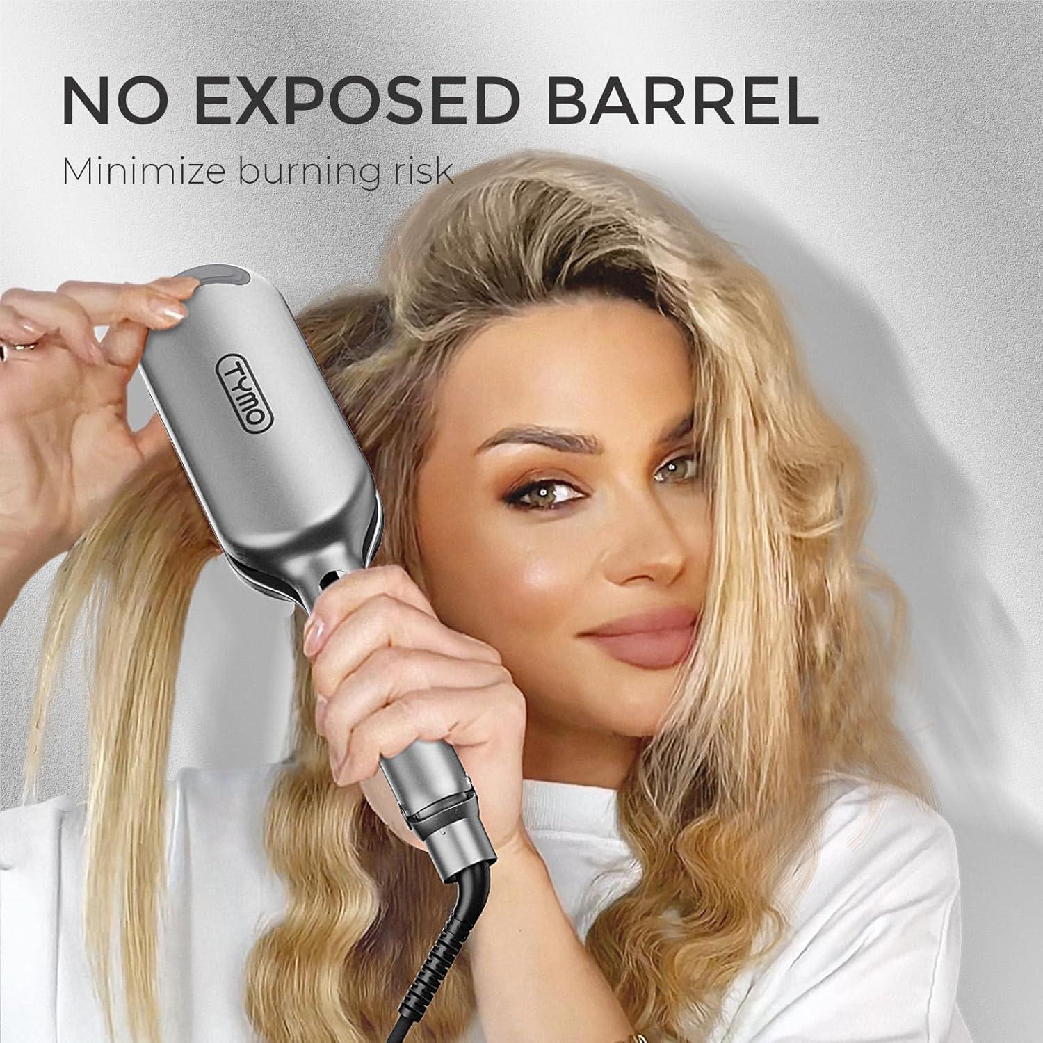image:imageCurling Iron Hair Crimper Waver TYMO ROVY Beach Waves Curling Wand Ionic Deep Waver Hair Curler Tool with Ceramic 3 Barrel for Women Dual Voltage AntiScald Easy to Use Pink 125 InchGrey