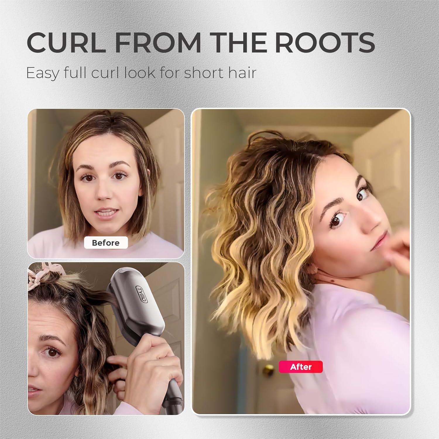 image:imageCurling Iron Hair Crimper Waver TYMO ROVY Beach Waves Curling Wand Ionic Deep Waver Hair Curler Tool with Ceramic 3 Barrel for Women Dual Voltage AntiScald Easy to Use Pink 125 InchGrey