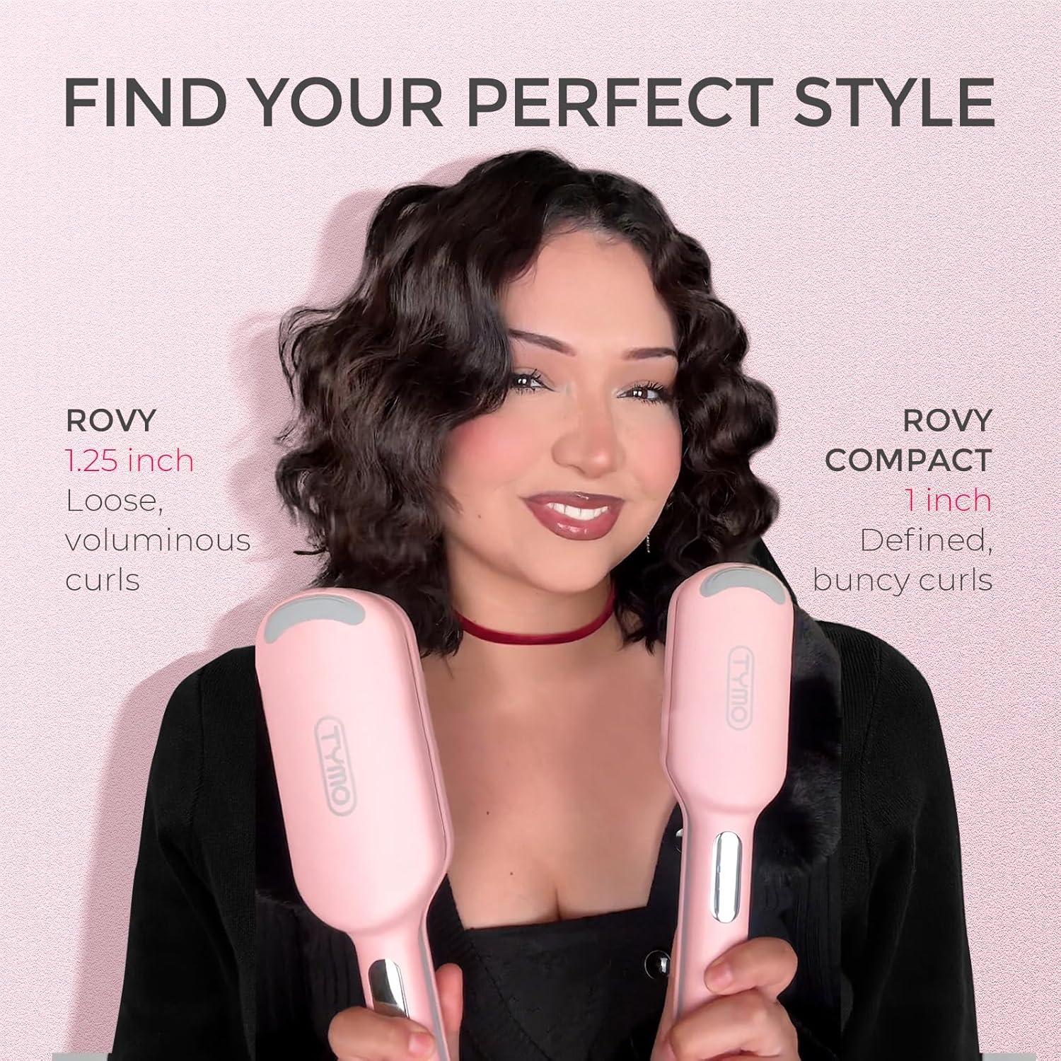 image:imageCurling Iron Hair Crimper Waver TYMO ROVY Beach Waves Curling Wand Ionic Deep Waver Hair Curler Tool with Ceramic 3 Barrel for Women Dual Voltage AntiScald Easy to Use Pink 125 InchPink