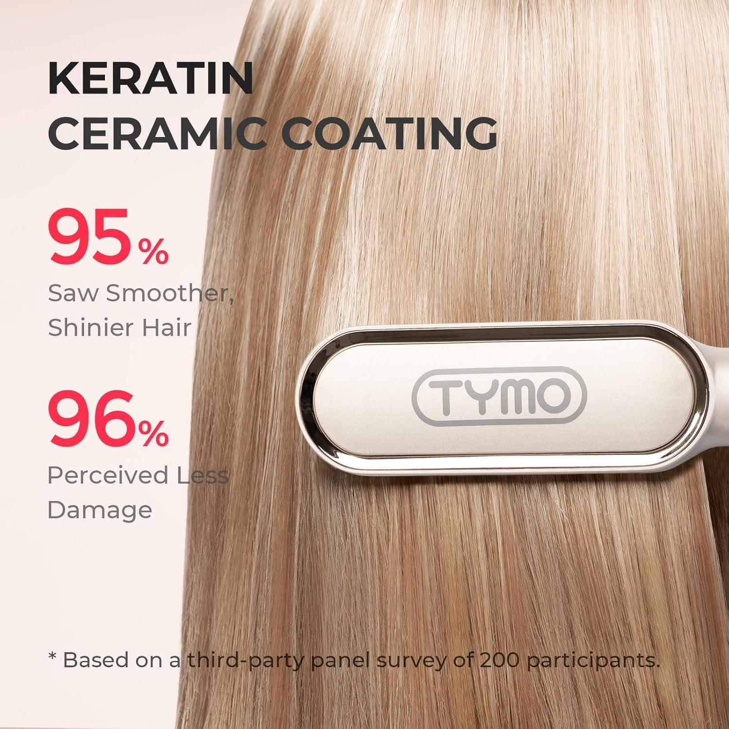 image:imageHair Straightener Brush TYMO Ring Hair Straightener Comb Straightening Brush for Women with 5 Temps 20s Fast Heating amp Dual Voltage BlackElegant Gold
