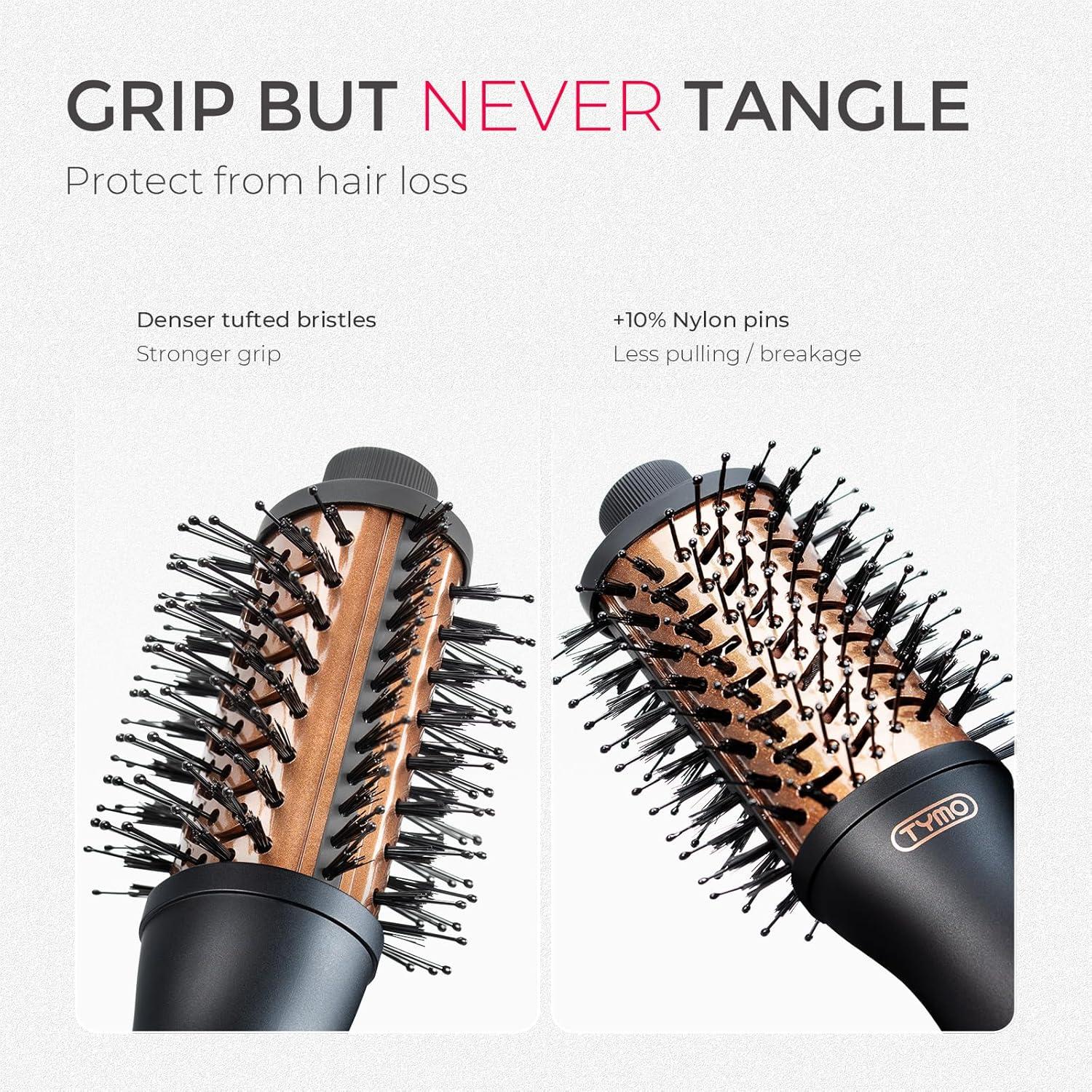 image:imageTYMO 20 Hair Blow Dryer Brush Blowout Hot Air Brush One Step Volumizer Upgraded 2 Inch Barrel Roller Curling Styler 3X Faster Drying 06 lb Lightweight Straightener Curling in One GoldBlack