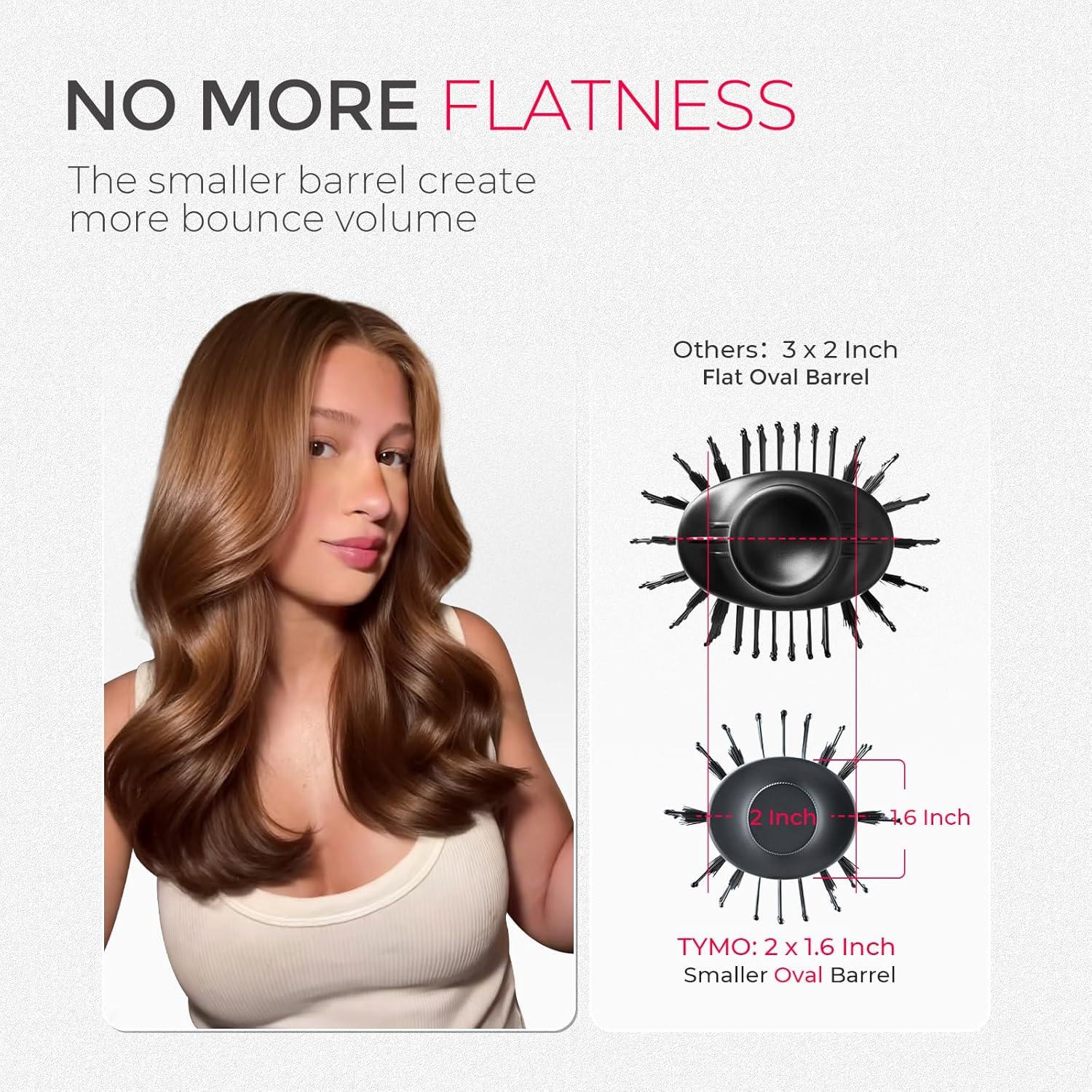 image:imageTYMO 20 Hair Blow Dryer Brush Blowout Hot Air Brush One Step Volumizer Upgraded 2 Inch Barrel Roller Curling Styler 3X Faster Drying 06 lb Lightweight Straightener Curling in One GoldBlack