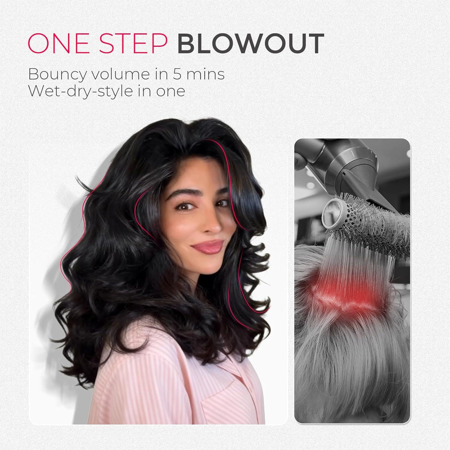 image:imageTYMO 20 Hair Blow Dryer Brush Blowout Hot Air Brush One Step Volumizer Upgraded 2 Inch Barrel Roller Curling Styler 3X Faster Drying 06 lb Lightweight Straightener Curling in One GoldBlack