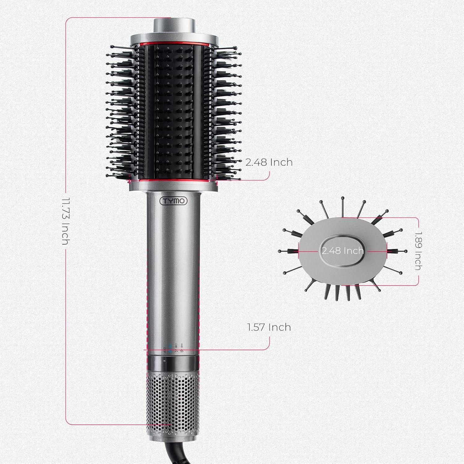 image:imageTYMO 40 Hair Blow Dryer Brush Lightweight 3X Faster Drying 5in1 Ionic Blowout Hair Dryer Brush Adds Shine Volume amp Fullness for Smooth AntiFrizz Straight Curl amp Blowout Styles PinkMetal Grey
