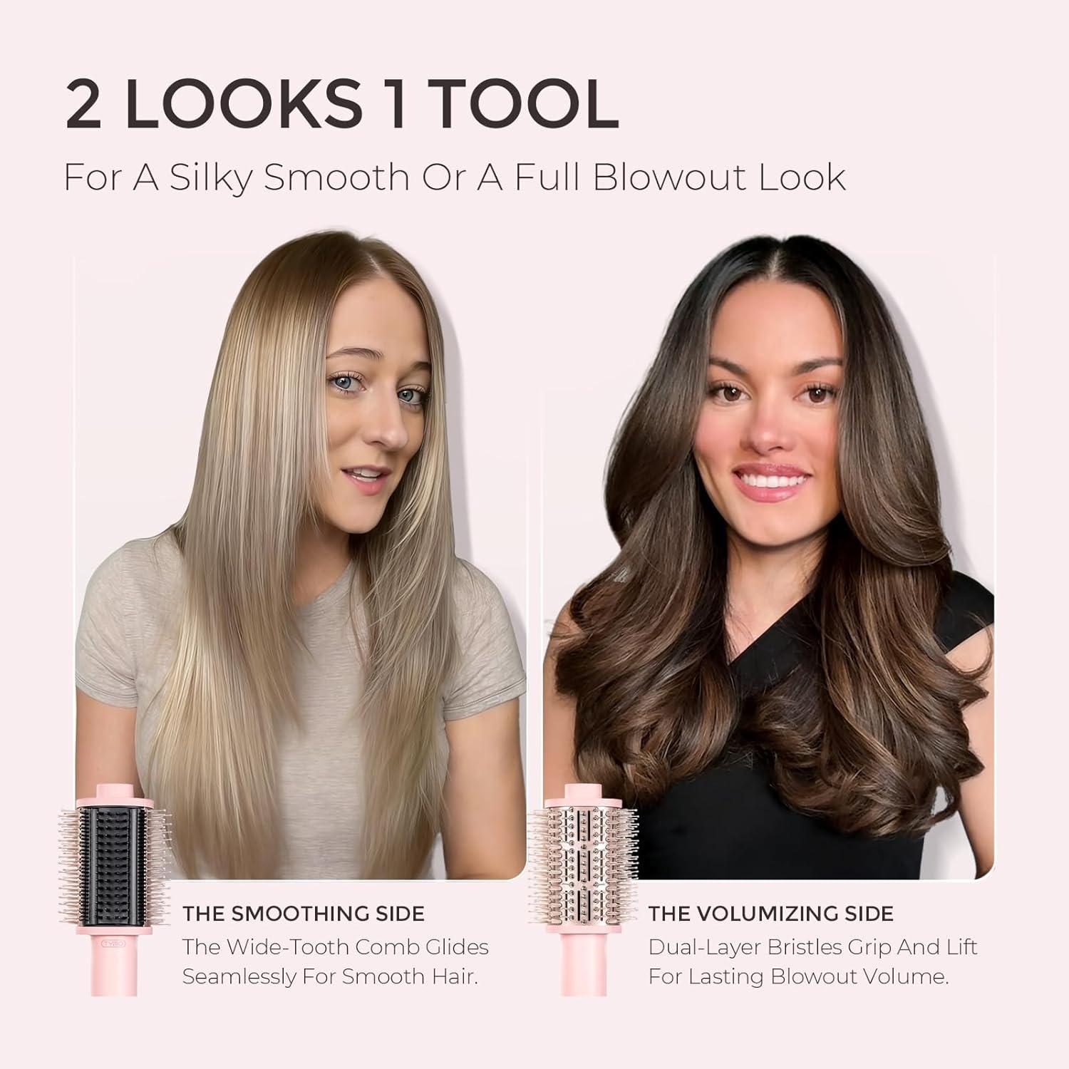 image:imageTYMO 40 Hair Blow Dryer Brush Lightweight 3X Faster Drying 5in1 Ionic Blowout Hair Dryer Brush Adds Shine Volume amp Fullness for Smooth AntiFrizz Straight Curl amp Blowout Styles PinkPink