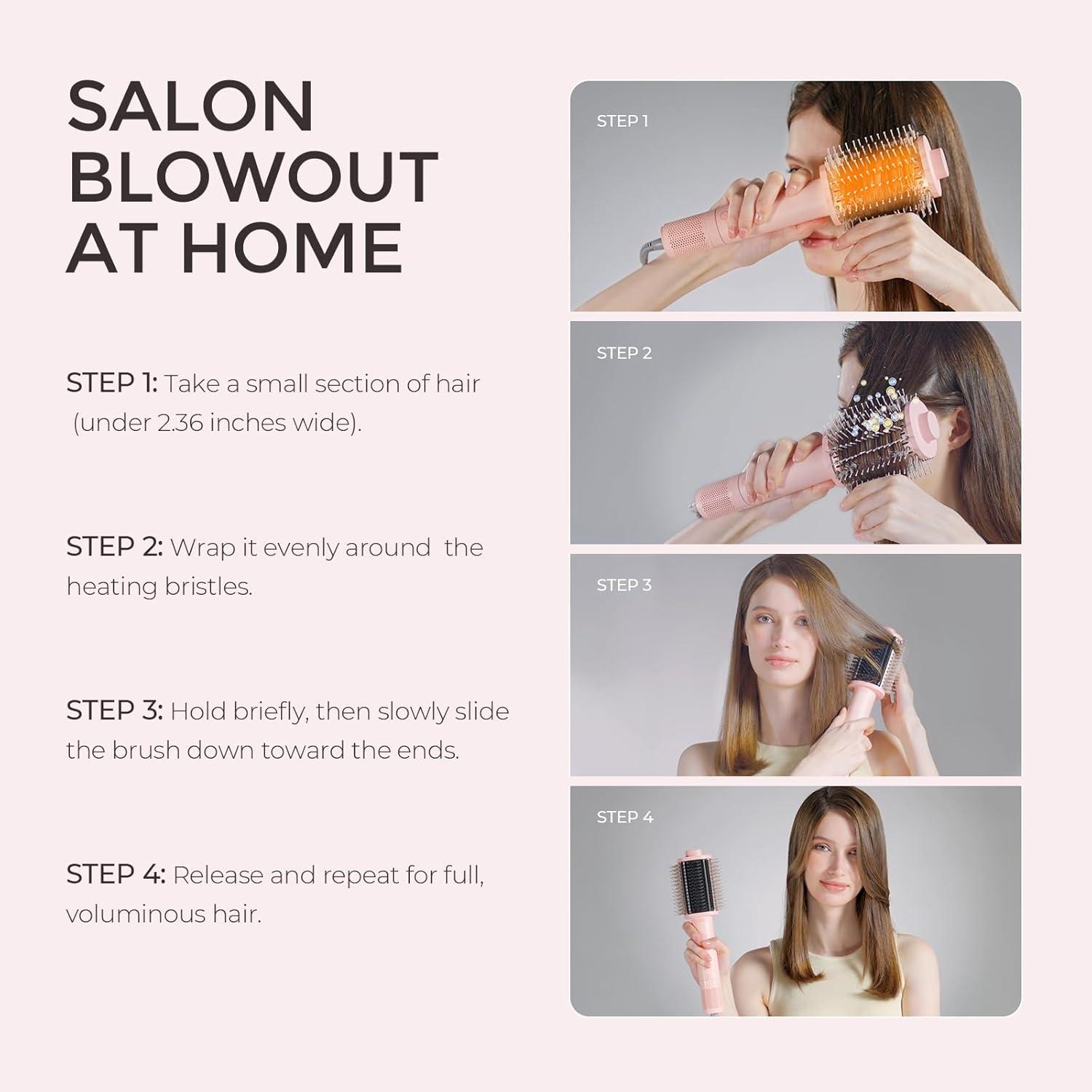 image:imageTYMO 40 Hair Blow Dryer Brush Lightweight 3X Faster Drying 5in1 Ionic Blowout Hair Dryer Brush Adds Shine Volume amp Fullness for Smooth AntiFrizz Straight Curl amp Blowout Styles PinkPink