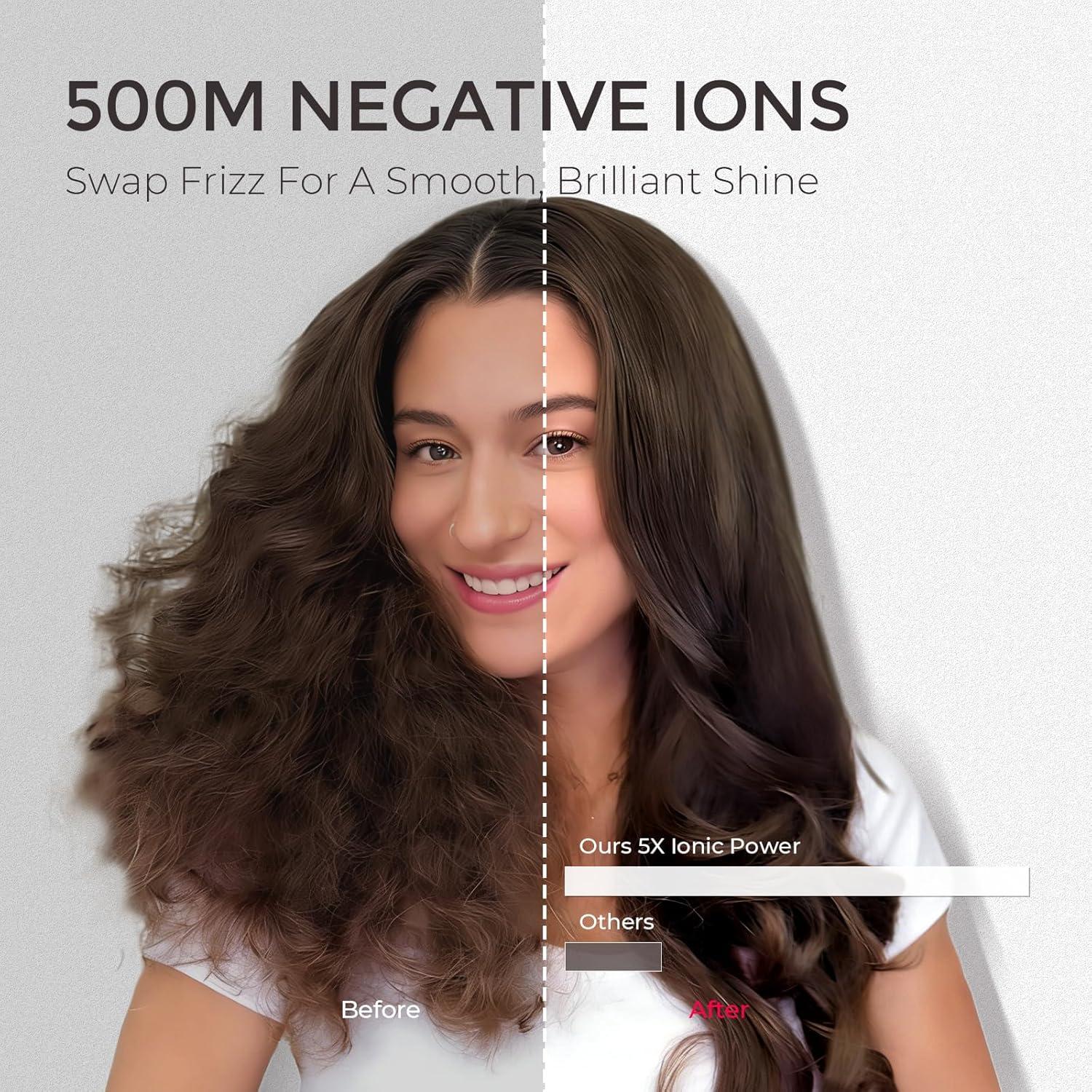 image:imageTYMO 40 Hair Blow Dryer Brush Lightweight 3X Faster Drying 5in1 Ionic Blowout Hair Dryer Brush Adds Shine Volume amp Fullness for Smooth AntiFrizz Straight Curl amp Blowout Styles PinkMetal Grey