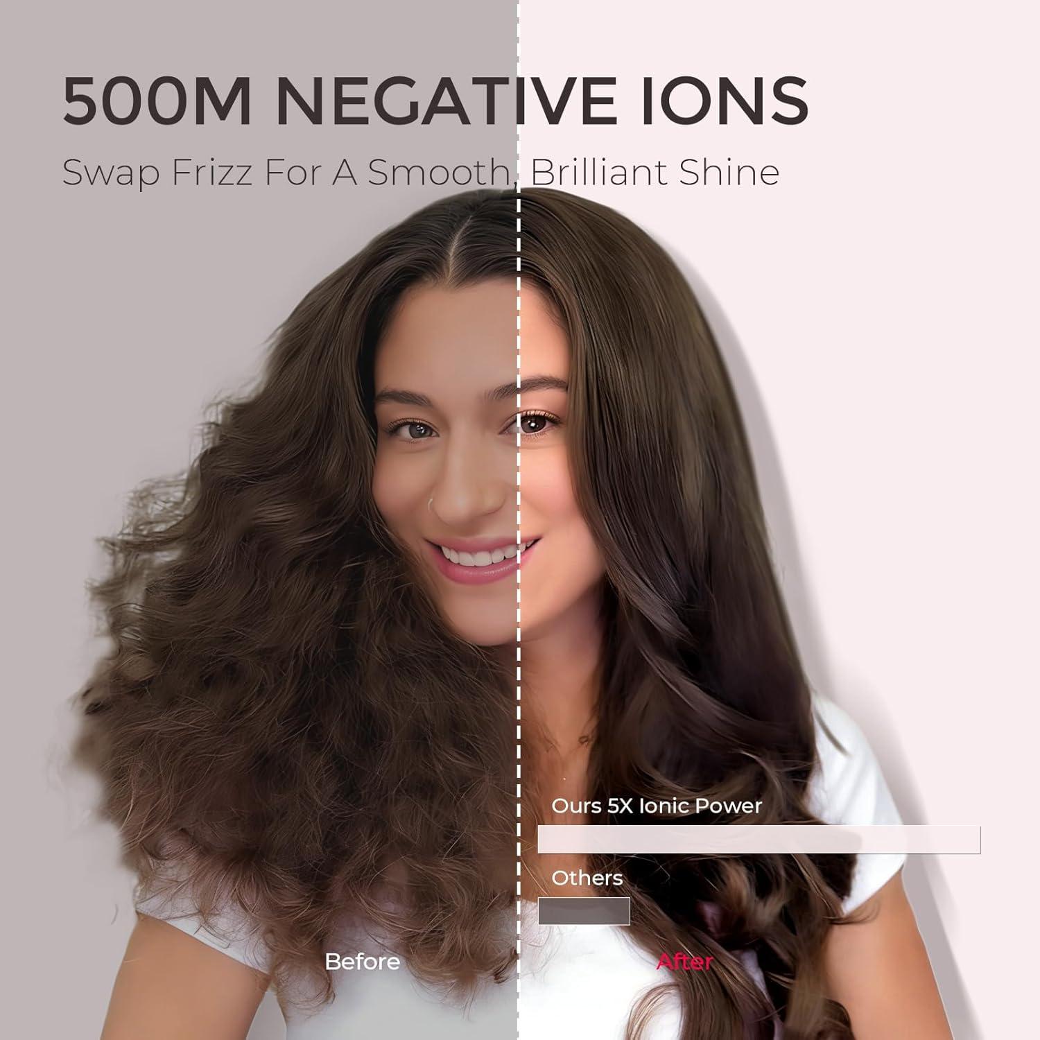 image:imageTYMO 40 Hair Blow Dryer Brush Lightweight 3X Faster Drying 5in1 Ionic Blowout Hair Dryer Brush Adds Shine Volume amp Fullness for Smooth AntiFrizz Straight Curl amp Blowout Styles PinkPink