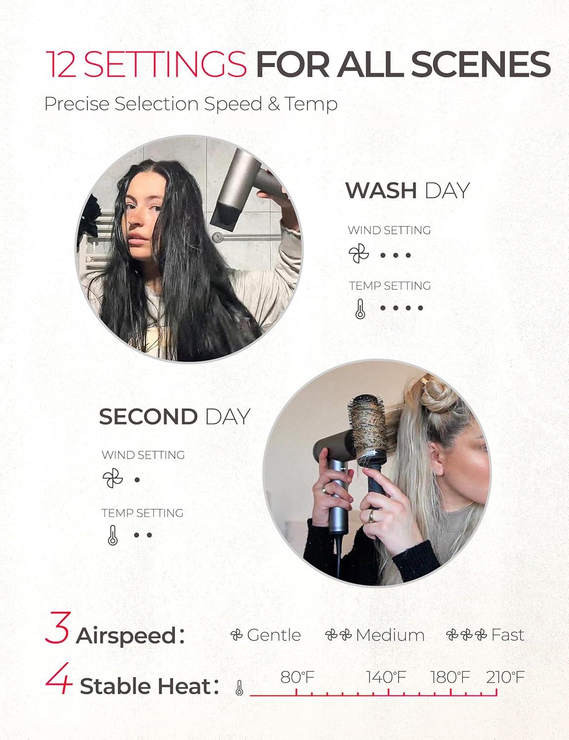 image:imageTYMO AIRHYPE Lite Hair Dryer x1 Comb Attachment x1 Concentrator Attachment x1