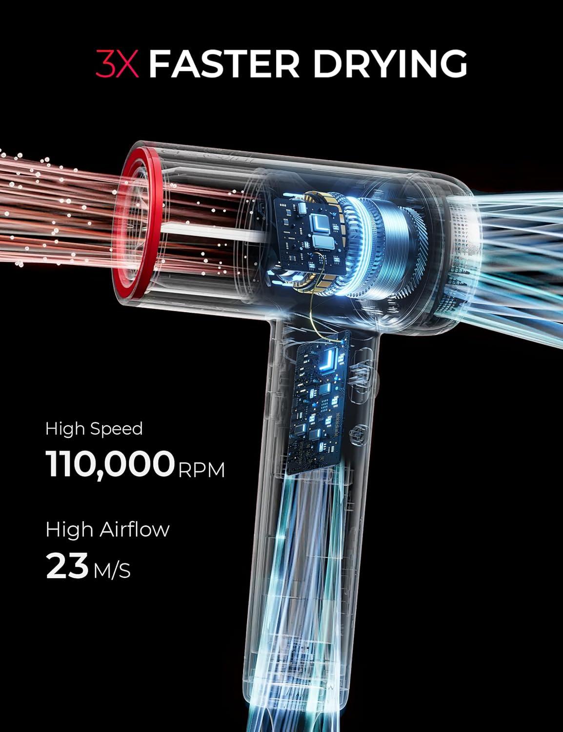 image:imageTYMO AIRHYPE Lite Hair Dryer x1 Comb Attachment x1 Concentrator Attachment x1