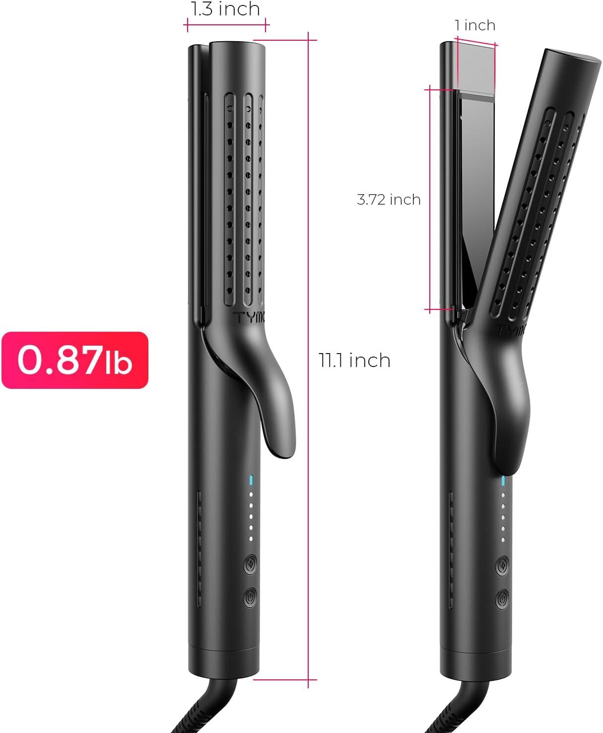 image:imageTYMO Airflow 20 Curling Iron Flat Iron  Hair Straightener and Curler 2 in 1 125 Inch Curling Wand for Long Short Hair Dual Voltage for Travel 54 Million Ionic AntiTangle 5 Temps PinkBlack