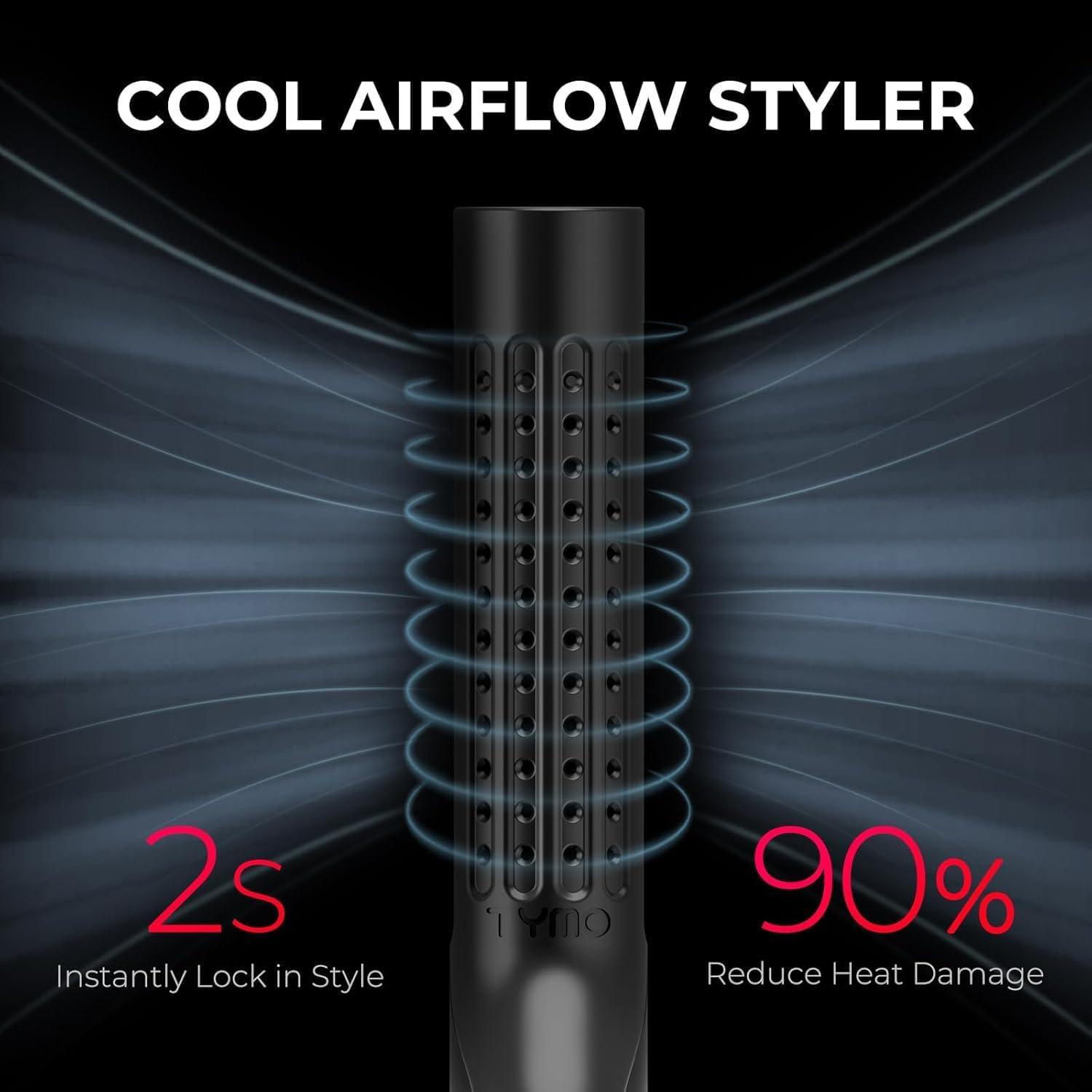 image:imageTYMO Airflow 20 Curling Iron Flat Iron  Hair Straightener and Curler 2 in 1 125 Inch Curling Wand for Long Short Hair Dual Voltage for Travel 54 Million Ionic AntiTangle 5 Temps PinkBlack