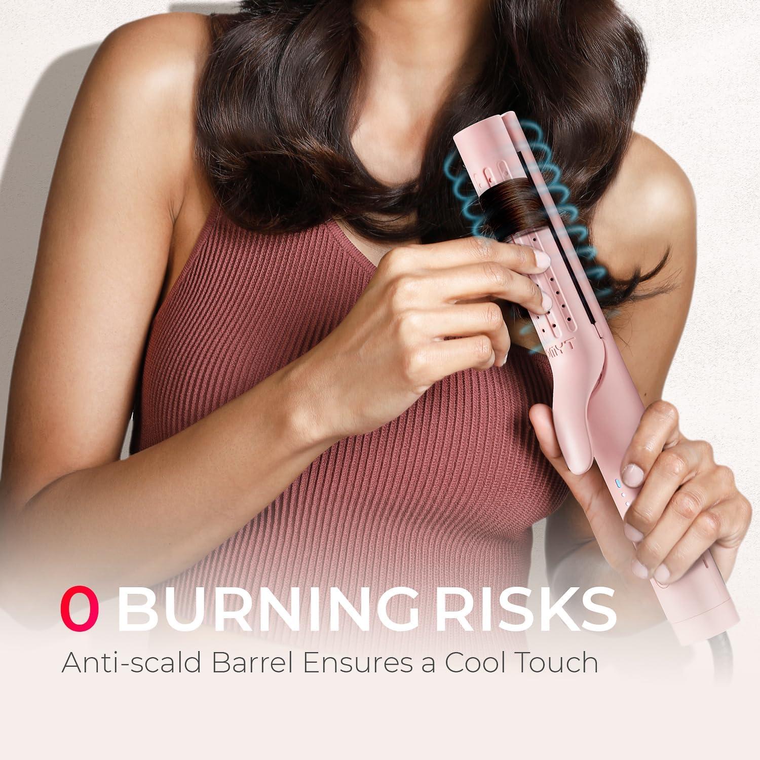 image:imageTYMO Airflow Curling Iron for Lasting Curls Flat Iron Hair Straightener and Curler 2 in 1 AntiScald Ionic Curling Wand 125 Inch 360 Cool Air 5 Temps amp Dual Voltage for Long Short Hair Pink