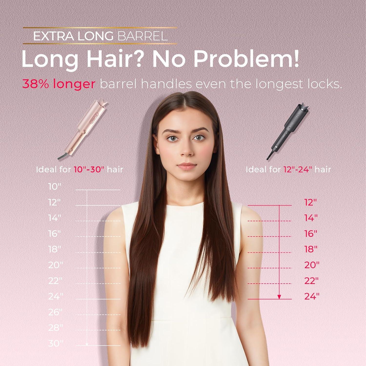 image:imageTYMO CurlPro Plus Automatic Rotating Curling Iron Upgraded Long Barrel Curling Wand for Long Hair Ceramic Hair Curler for Women AntiScald TangleFree 600M Ionic Dual VoltageGold Blush 1 InchGold Blush