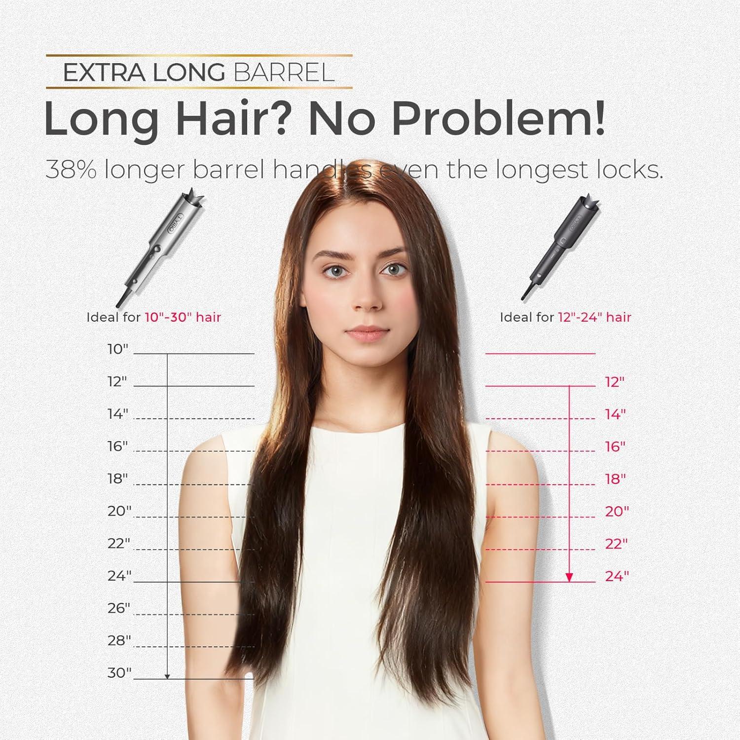 image:imageTYMO CurlPro Plus Automatic Rotating Curling Iron Upgraded Long Barrel Curling Wand for Long Hair Ceramic Hair Curler for Women AntiScald TangleFree 600M Ionic Dual VoltageGold Blush 1 InchGrey