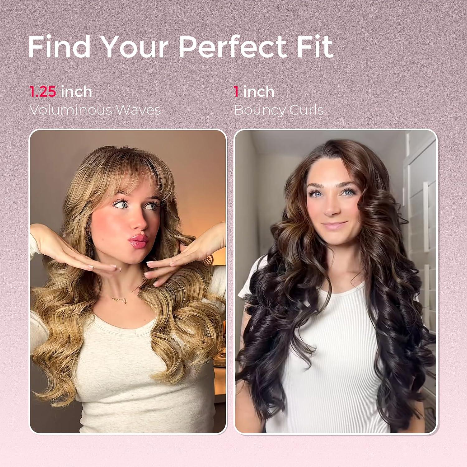 image:imageTYMO CurlPro Plus Automatic Rotating Curling Iron Upgraded Long Barrel Curling Wand for Long Hair Ceramic Hair Curler for Women AntiScald TangleFree 600M Ionic Dual VoltageGold Blush 1 InchGold Blush