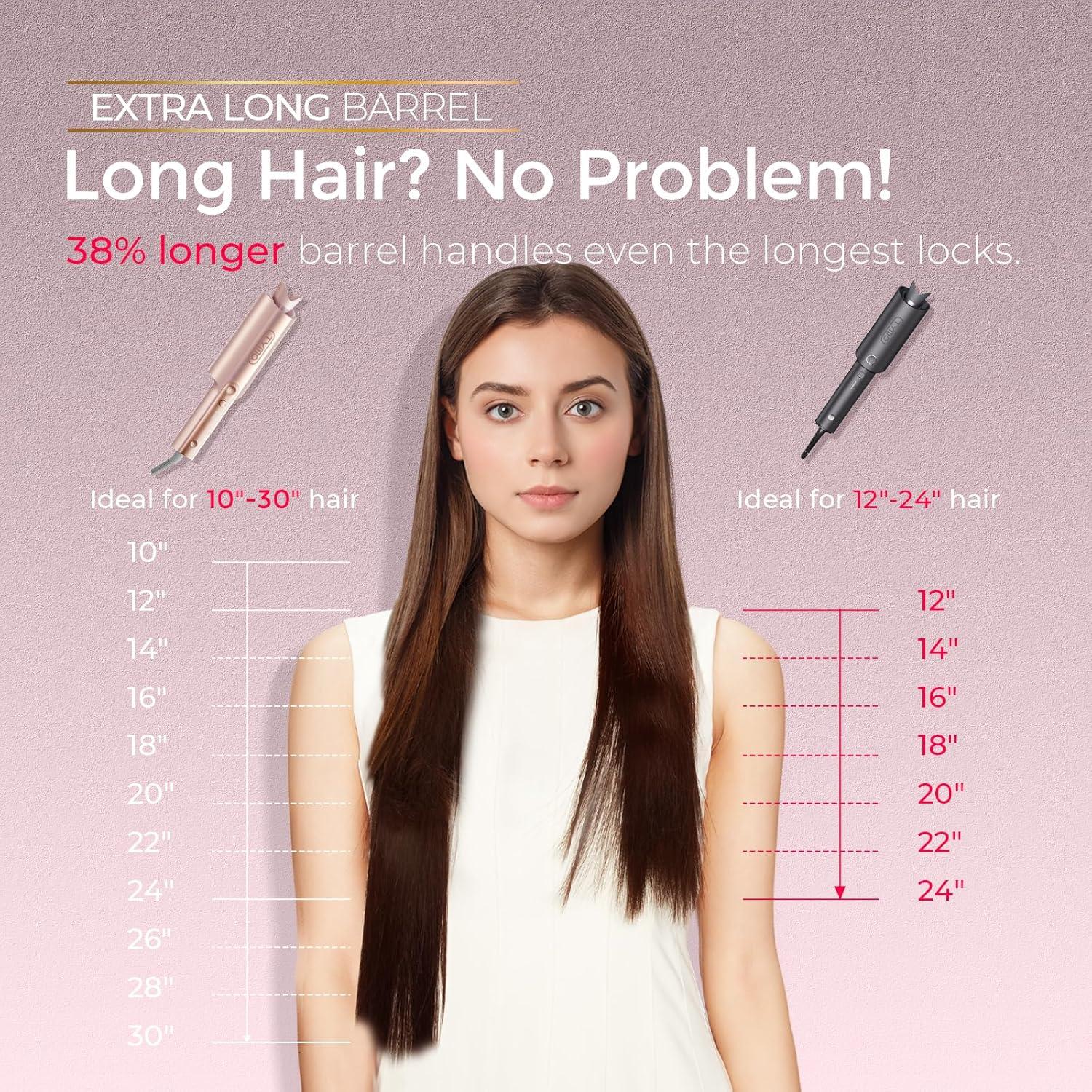 image:imageTYMO CurlPro Plus Automatic Rotating Curling Iron Upgraded Long Barrel Curling Wand for Long Hair Ceramic Hair Curler for Women AntiScald TangleFree 600M Ionic Dual VoltageGold Blush 1 InchGold Blush