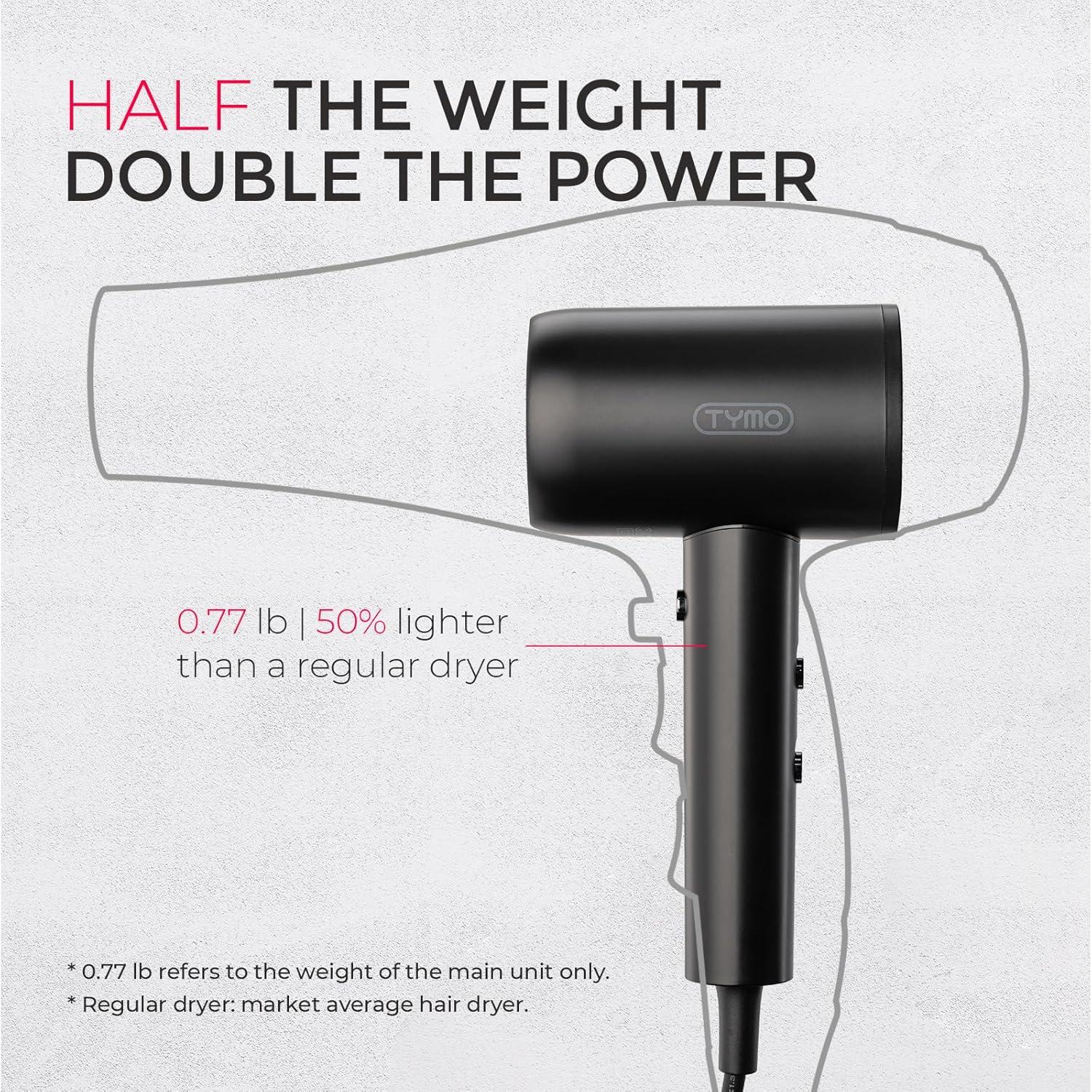 image:imageTYMO Diffuser Hair Dryer Blow Dryer 300 Million Ionic Hairdryer with Diffuser amp Comb Attachment for Curly Hair Professional Blowdryer for Women Cool Air Button Small Travel Lightweight BlackBlack