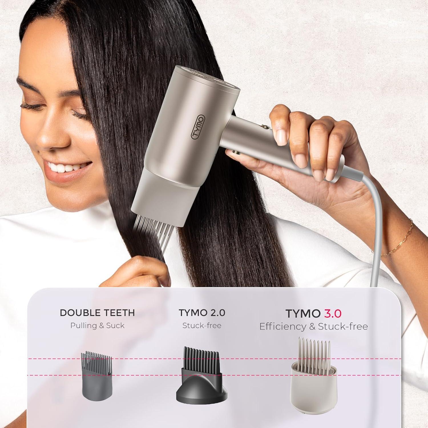 image:imageTYMO Diffuser Hair Dryer Blow Dryer 300 Million Ionic Hairdryer with Diffuser amp Comb Attachment for Curly Hair Professional Blowdryer for Women Cool Air Button Small Travel Lightweight BlackGold