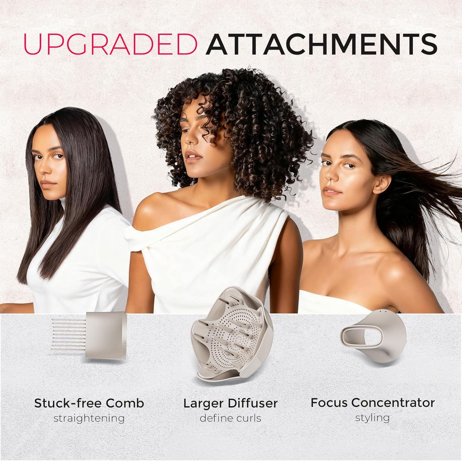 image:imageTYMO Diffuser Hair Dryer Blow Dryer 300 Million Ionic Hairdryer with Diffuser amp Comb Attachment for Curly Hair Professional Blowdryer for Women Cool Air Button Small Travel Lightweight BlackGold