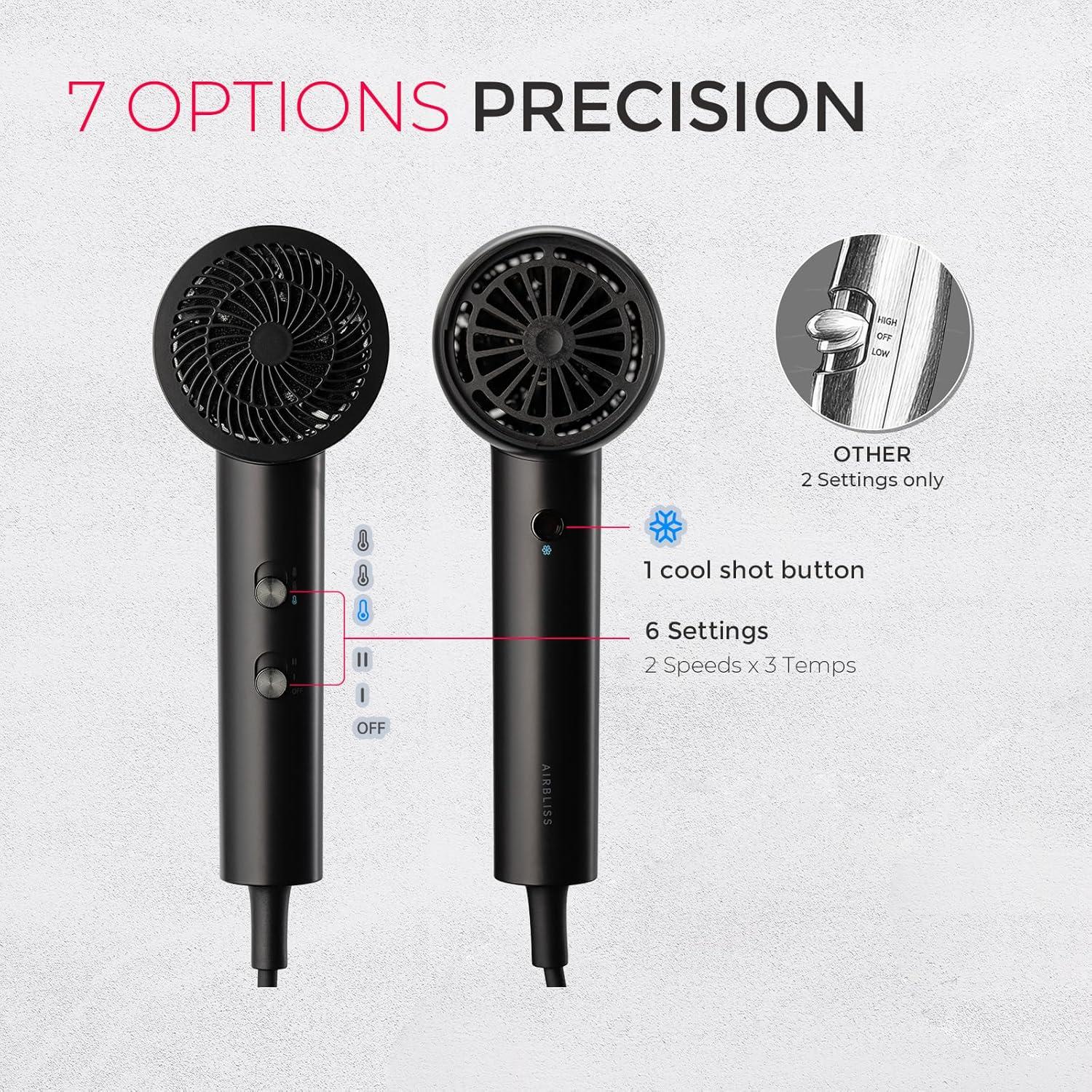 image:imageTYMO Diffuser Hair Dryer Blow Dryer 300 Million Ionic Hairdryer with Diffuser amp Comb Attachment for Curly Hair Professional Blowdryer for Women Cool Air Button Small Travel Lightweight BlackBlack