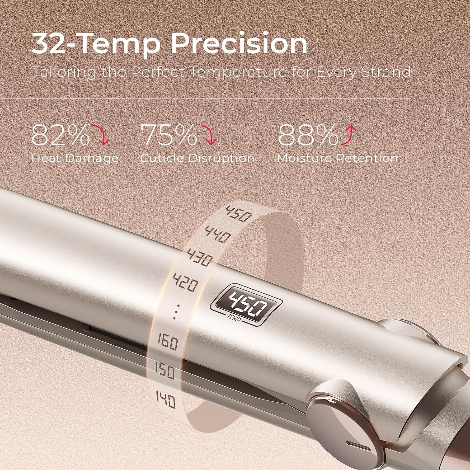 image:imageTYMO Flat Iron Hair Straightener Titanium Hair Straighteners for Women 1 Inch Professional Travel Flat Iron Portable Straightener and Curlers with 10s Heat Up 32 Temp Dual Voltage amp LED Display