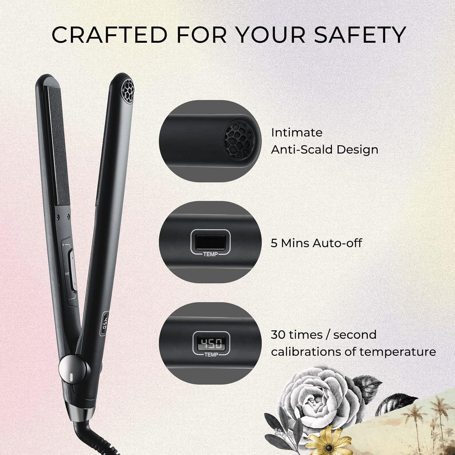 image:imageTYMO Flat Iron Hair Straightener and Curler 2 in 1 with 10s Fast Heating 1 Inch Professional Titanium Straightening Curling Iron with 32 Adjustable Temp and Automatic Shut OffMatte Black