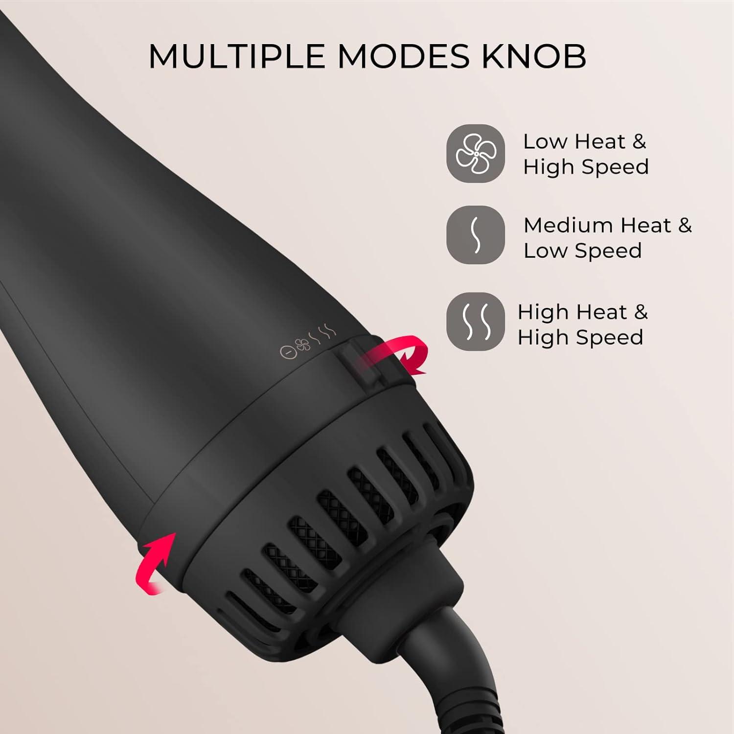 image:imageTYMO Hair Dryer Brush Blow Dryer Brush in One 4 in 1 Ionic Hairdryer and Styler Volumizer with Oval Titanium Barrel Hot Air Straightener for Smooth FrizzFree Blowout GoldGold