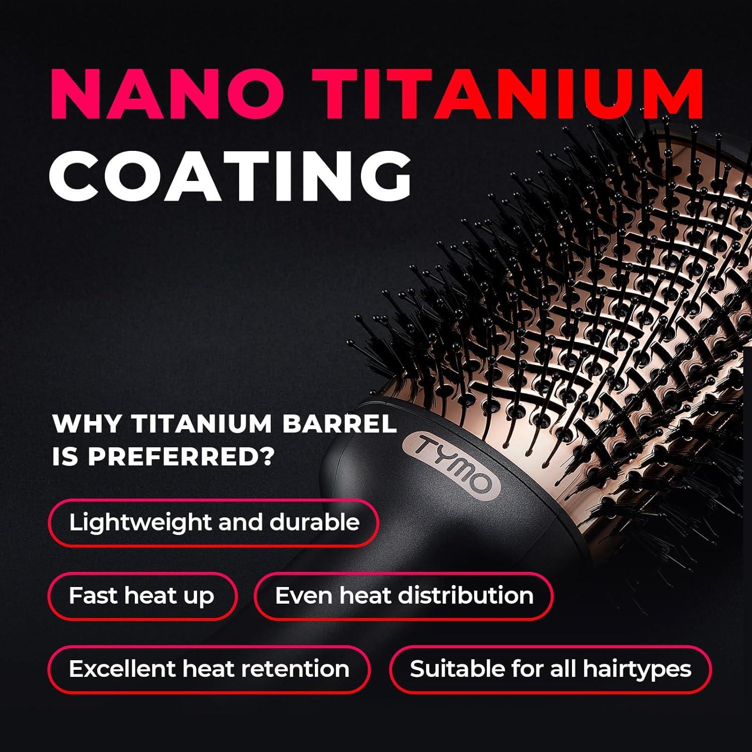 image:imageTYMO Hair Dryer Brush Blow Dryer Brush in One 4 in 1 Ionic Hairdryer and Styler Volumizer with Oval Titanium Barrel Hot Air Straightener for Smooth FrizzFree Blowout GoldGold