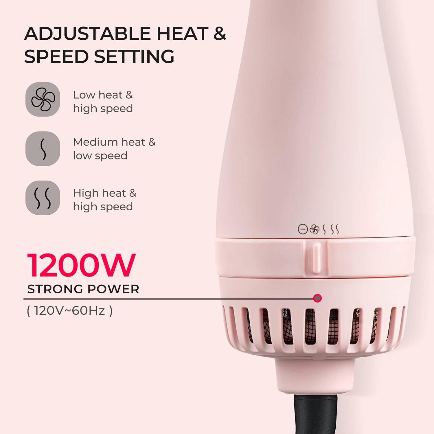 image:imageTYMO Hair Dryer Brush Blow Dryer Brush in One 4 in 1 Ionic Hairdryer and Styler Volumizer with Oval Titanium Barrel Hot Air Straightener for Smooth FrizzFree Blowout GoldPink