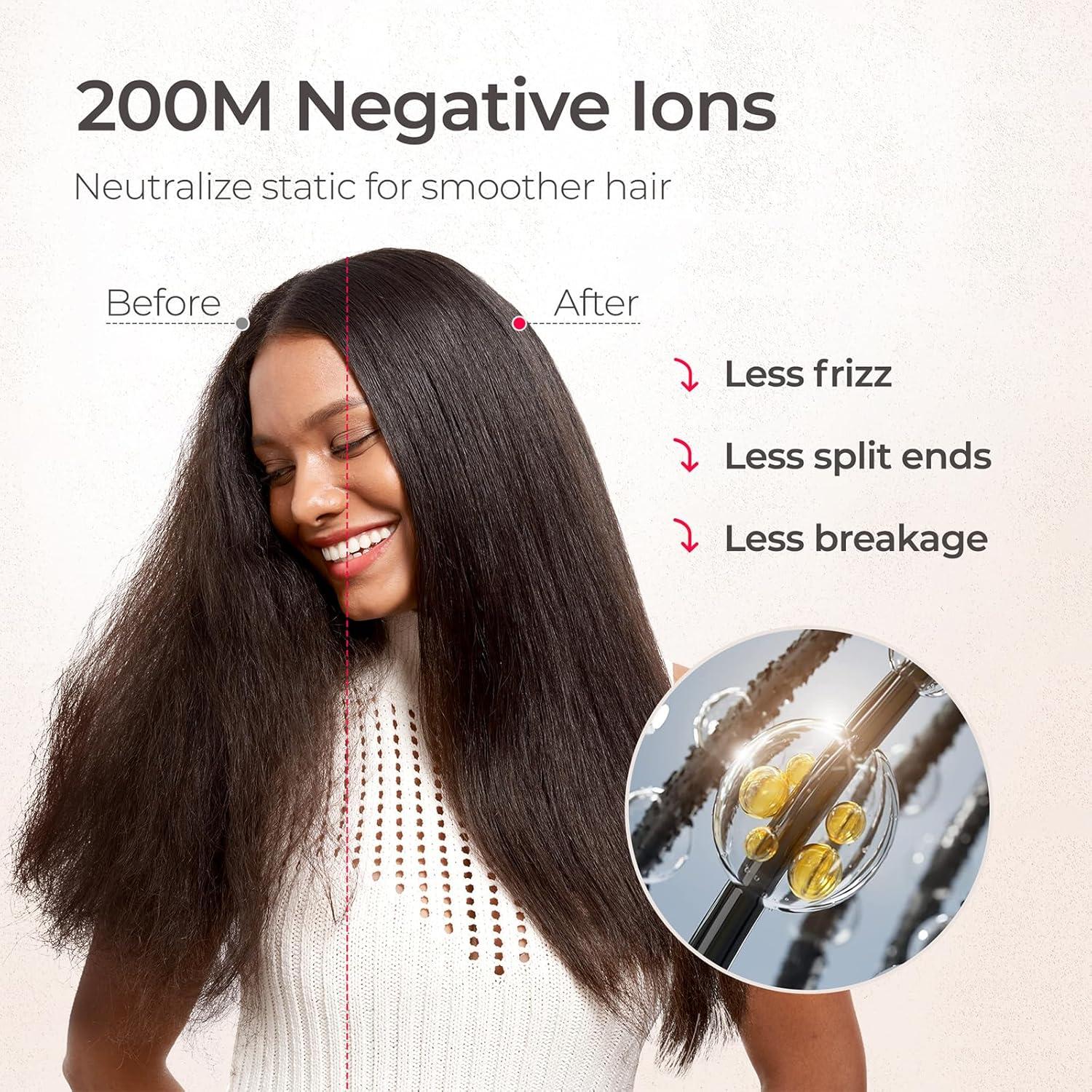 image:imageTYMO Hair Dryer Brush Blow Dryer in One 300 High Speed Hot Air Blowout Brush with Cool Shot One Step Hairdryer Straightener Curling Volumizer 12 Setting Mode 200M Negative Ion for FrizzFree