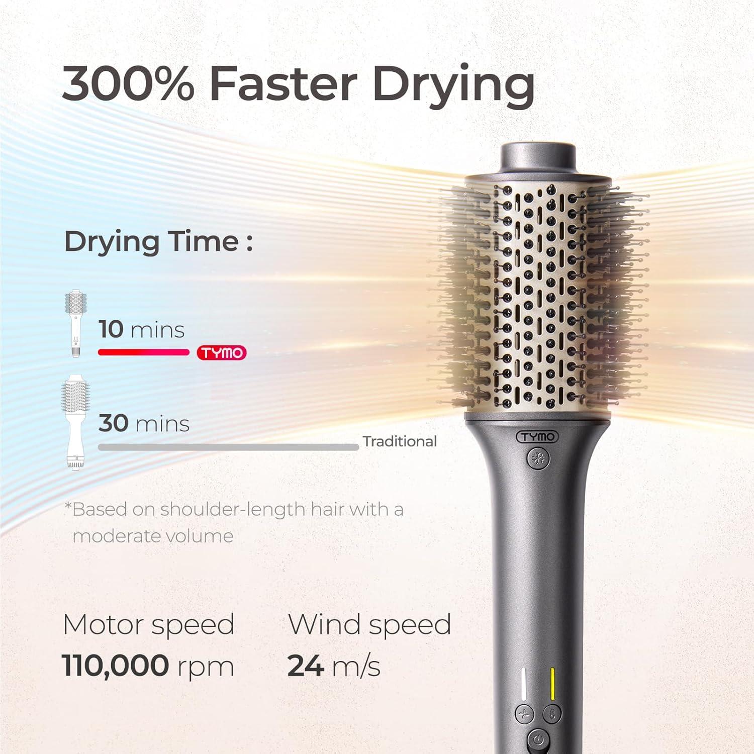 image:imageTYMO Hair Dryer Brush Blow Dryer in One 300 High Speed Hot Air Blowout Brush with Cool Shot One Step Hairdryer Straightener Curling Volumizer 12 Setting Mode 200M Negative Ion for FrizzFree