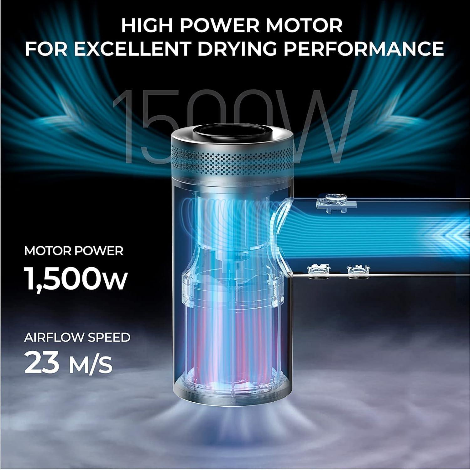image:imageTYMO Hair Dryer with Diffuser for Women 1500W Professional High Speed Blow Dryer with Comb 110000RPM Fast Dry 200 Million Ionic Hairdryer 4 Temps amp 3 Speeds 8 Ft Cord for Salon Metal GrayGraphite