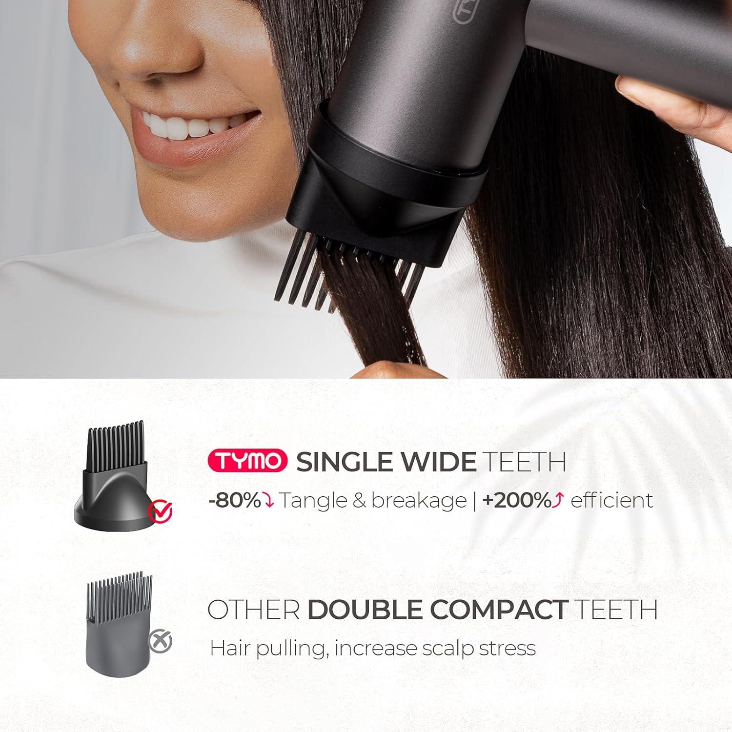 image:imageTYMO Hair Dryer with Diffuser for Women 1500W Professional High Speed Blow Dryer with Comb 110000RPM Fast Dry 200 Million Ionic Hairdryer 4 Temps amp 3 Speeds 8 Ft Cord for Salon Metal GrayMetal Gray