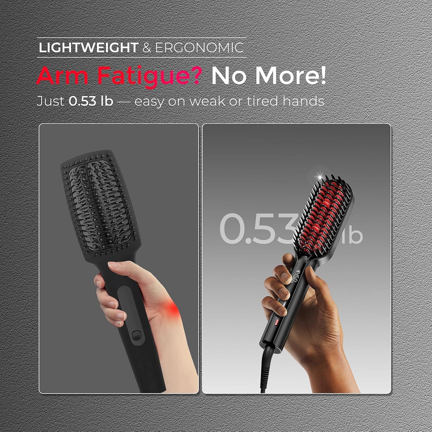image:imageTYMO Hair Straightener Brush Upgraded Ionic Compact Straightening Brush for Women with WaveDesign Bristles Fast Smooth Styling Lightweight Hot Comb amp Travel Flat Iron 1 Billion Ions BlackBlack