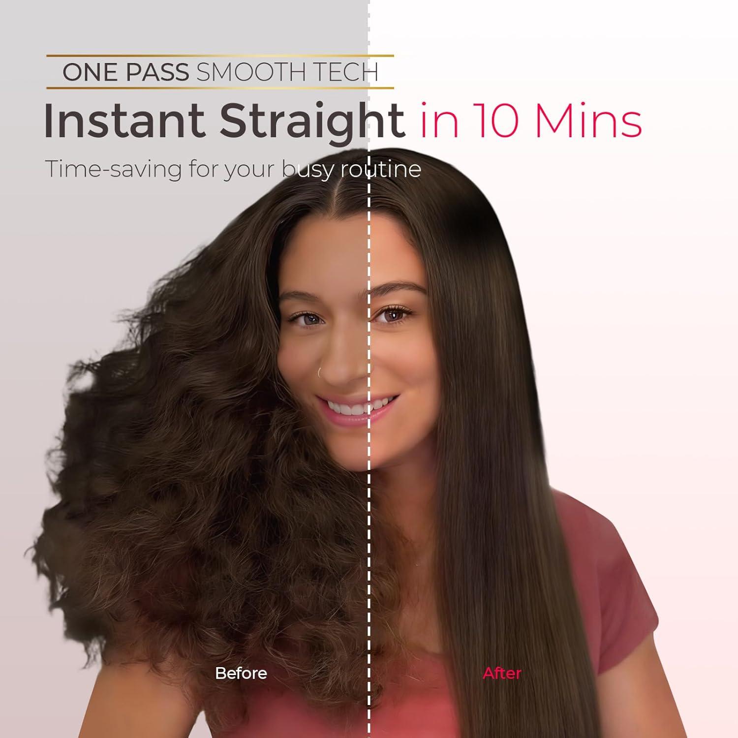 image:imageTYMO Hair Straightener Brush Upgraded Ionic Compact Straightening Brush for Women with WaveDesign Bristles Fast Smooth Styling Lightweight Hot Comb amp Travel Flat Iron 1 Billion Ions BlackPink