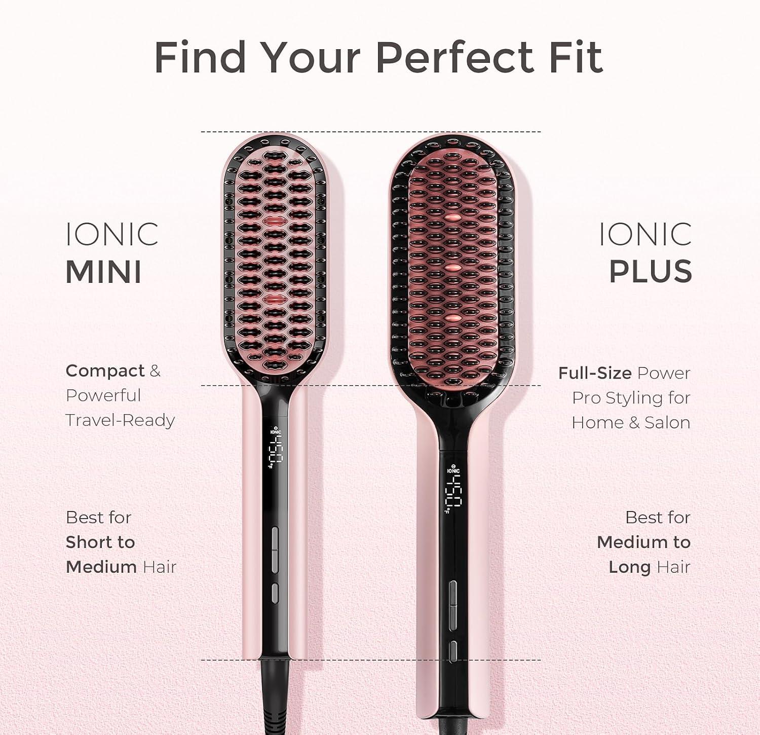 image:imageTYMO Hair Straightener Brush Upgraded Ionic Compact Straightening Brush for Women with WaveDesign Bristles Fast Smooth Styling Lightweight Hot Comb amp Travel Flat Iron 1 Billion Ions BlackPink
