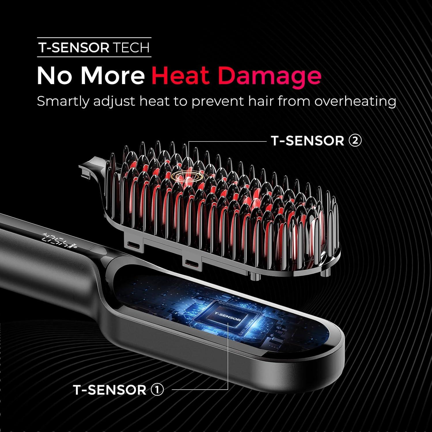 image:imageTYMO Hair Straightener Brush Upgraded Ionic Compact Straightening Brush for Women with WaveDesign Bristles Fast Smooth Styling Lightweight Hot Comb amp Travel Flat Iron 1 Billion Ions BlackBlack