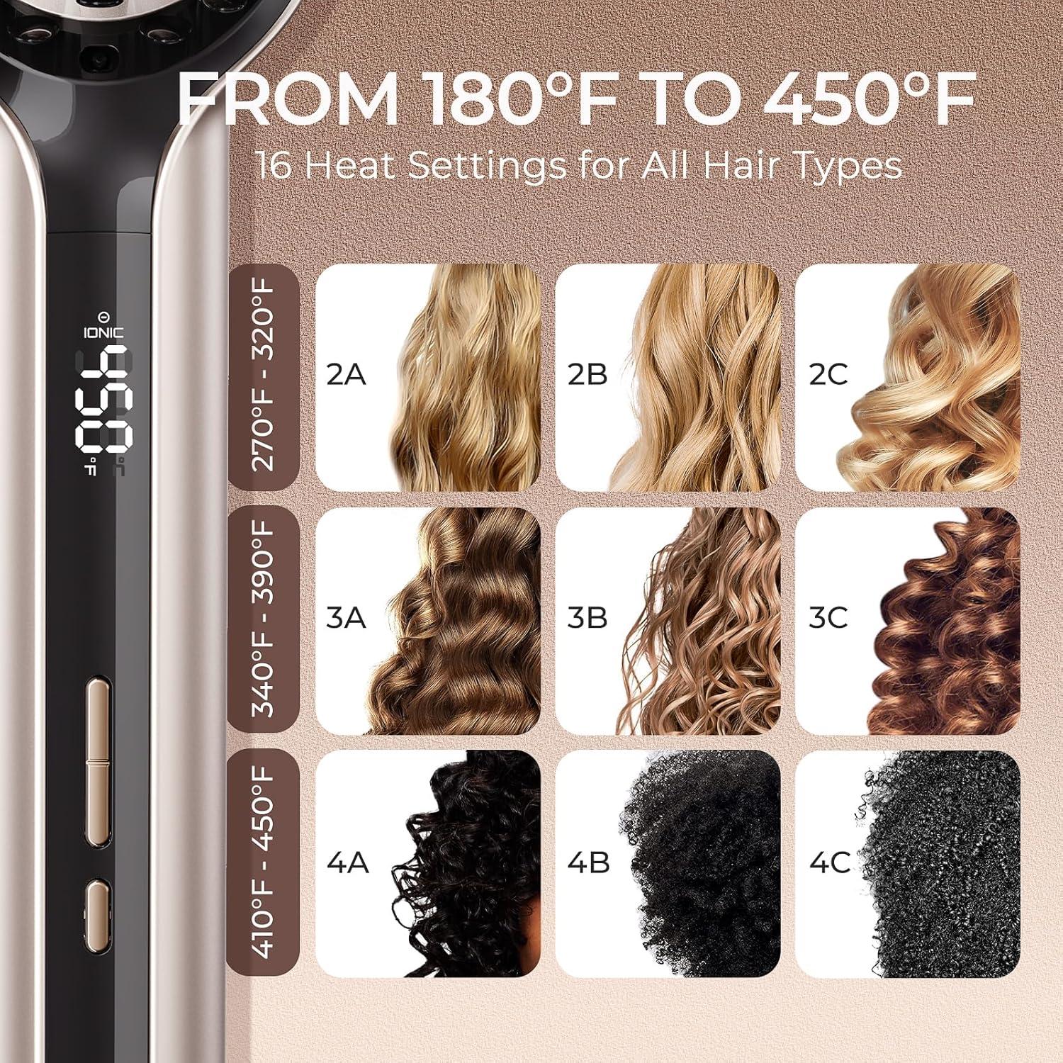 image:imageTYMO Hair Straightener Brush Upgraded Ionic Plus Straightening Brush with Dense Bristles 16 Temps Dual Voltage Ceramic Hot Comb for Women Flat Iron for Thick Curly Hair BlackGold