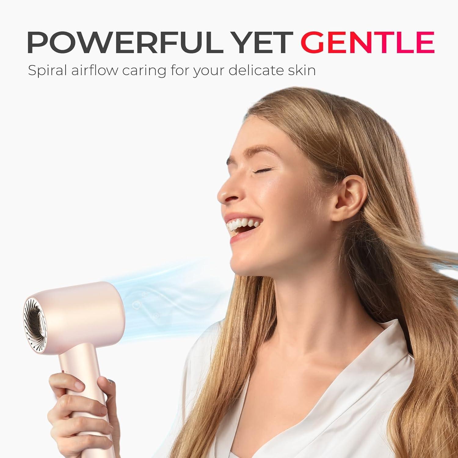 image:imageTYMO Ionic Hair Dryer for Women High Speed Travel Blow Dryer for 5X Faster Drying amp 0 Damage Professional Portable Quiet Hairdryer with 400M Negative Ions 4 Tempsamp 2 Speeds 110000 RPM Gold BlushGold Blush