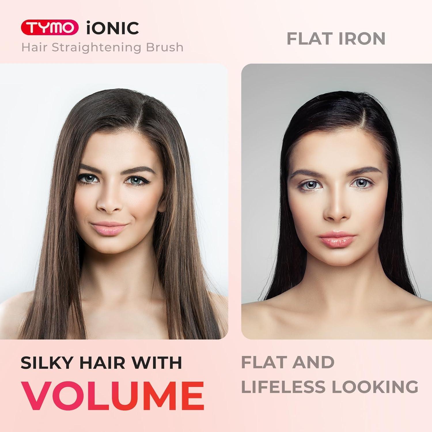 image:imageTYMO Ionic Hair Straightener Brush Straightening Comb with 10M Negative Ions 25s Heatup 16 Temps Dual Voltage LED Display Ceramic Hot Comb Hair Brush Straightener for Women PinkPink