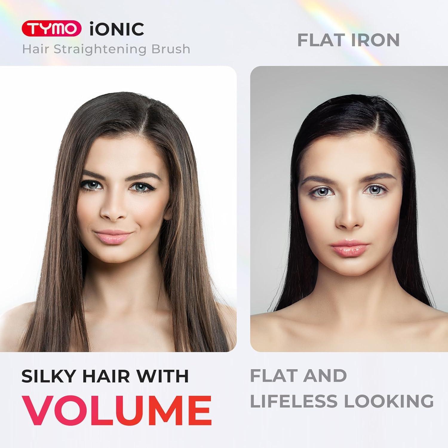 image:imageTYMO Ionic Hair Straightener Brush Straightening Comb with 10M Negative Ions 25s Heatup 16 Temps Dual Voltage LED Display Ceramic Hot Comb Hair Brush Straightener for Women PinkElegant Matte Black