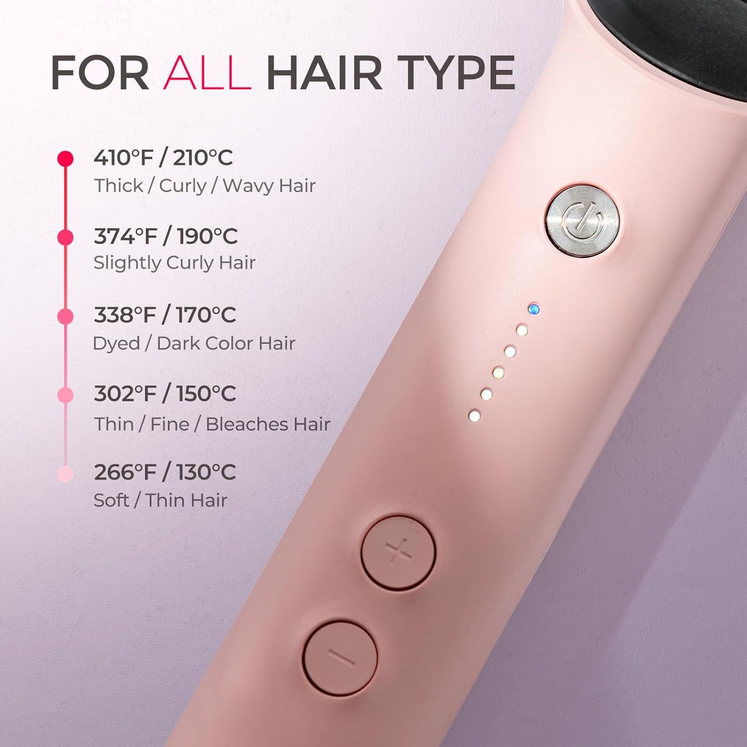 image:imageTYMO Ring Hair Straightener Brush Hair Straightening Iron with Builtin Comb 20s Fast Heating amp 5 Temp Settings amp AntiScald Perfect for Professional Salon at Home Sakura PinkSakura Pink