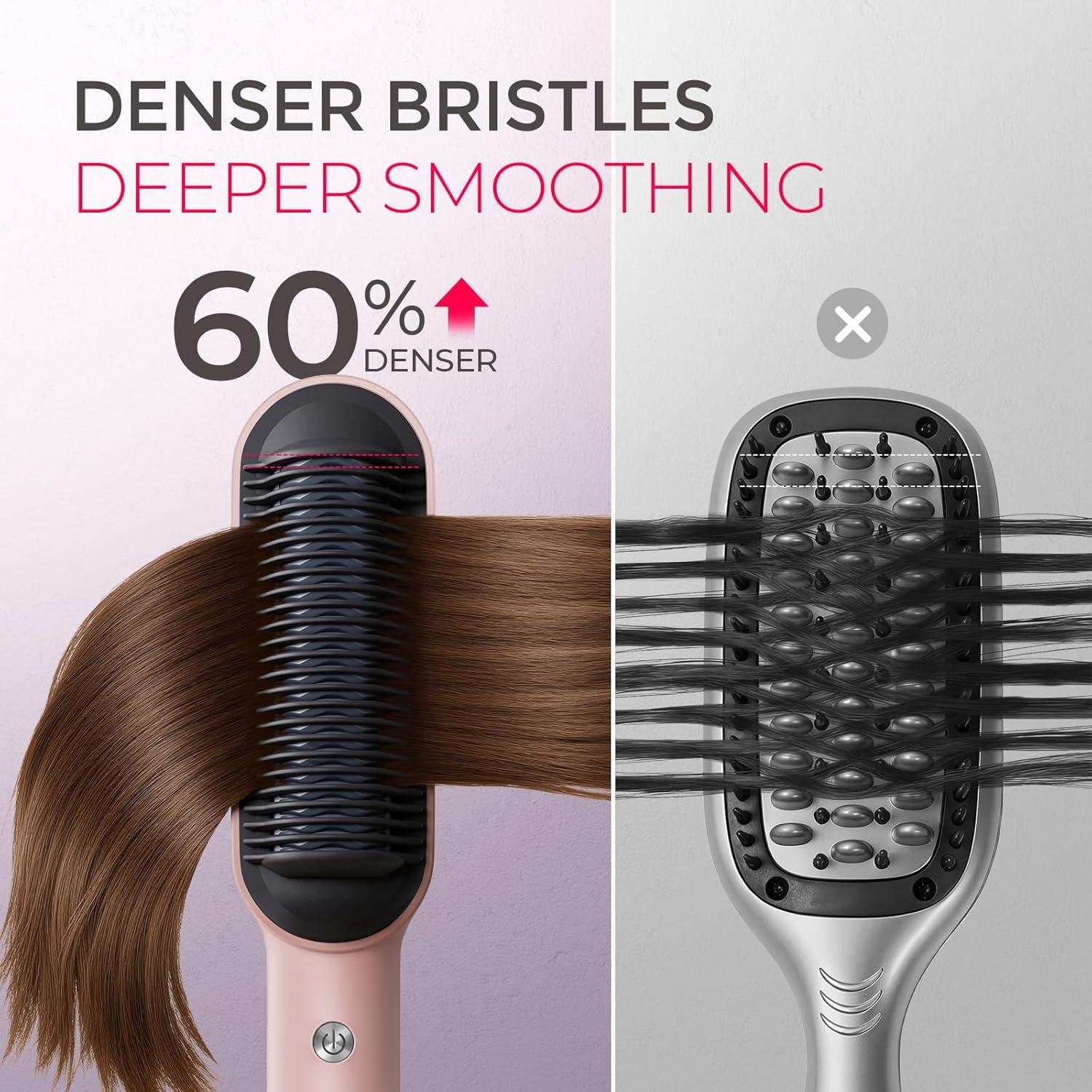 image:imageTYMO Ring Hair Straightener Brush Hair Straightening Iron with Builtin Comb 20s Fast Heating amp 5 Temp Settings amp AntiScald Perfect for Professional Salon at Home Sakura PinkSakura Pink