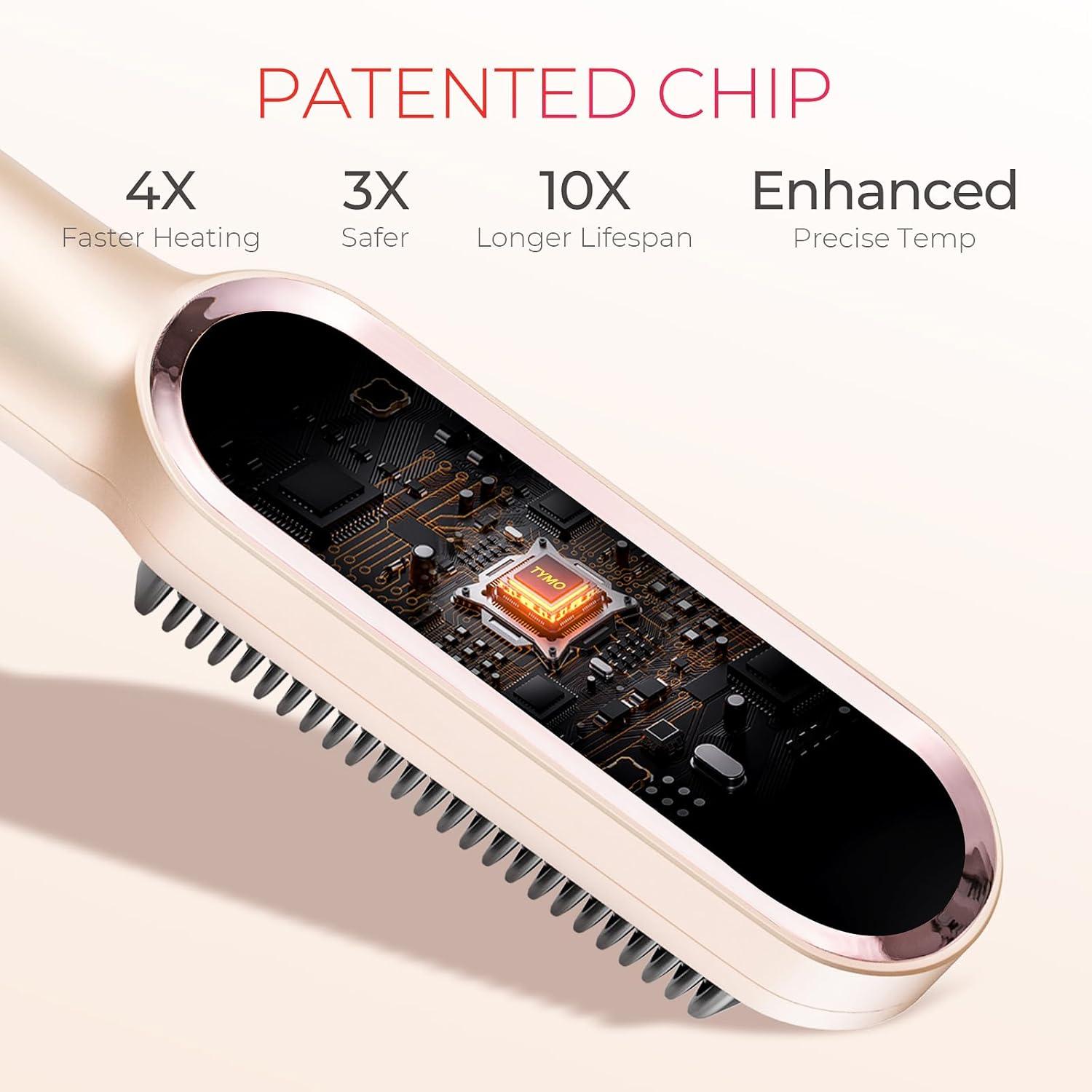 image:imageTYMO Ring Hair Straightener Brush Hair Straightening Iron with Builtin Comb 20s Fast Heating amp 5 Temp Settings amp AntiScald Perfect for Professional Salon at Home Sakura PinkPeach