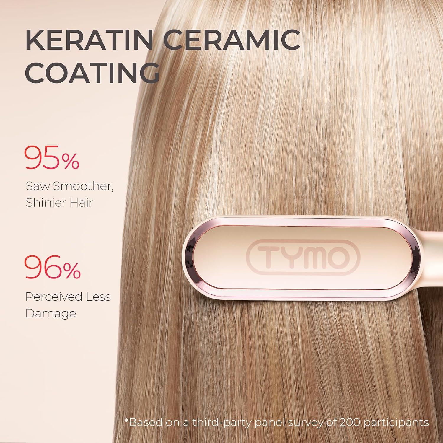 image:imageTYMO Ring Hair Straightener Brush Hair Straightening Iron with Builtin Comb 20s Fast Heating amp 5 Temp Settings amp AntiScald Perfect for Professional Salon at Home Sakura PinkPeach