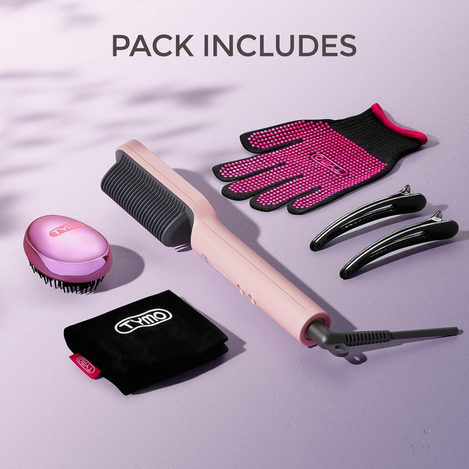 image:imageTYMO Ring Hair Straightener Brush Hair Straightening Iron with Builtin Comb 20s Fast Heating amp 5 Temp Settings amp AntiScald Perfect for Professional Salon at Home Sakura PinkSakura Pink