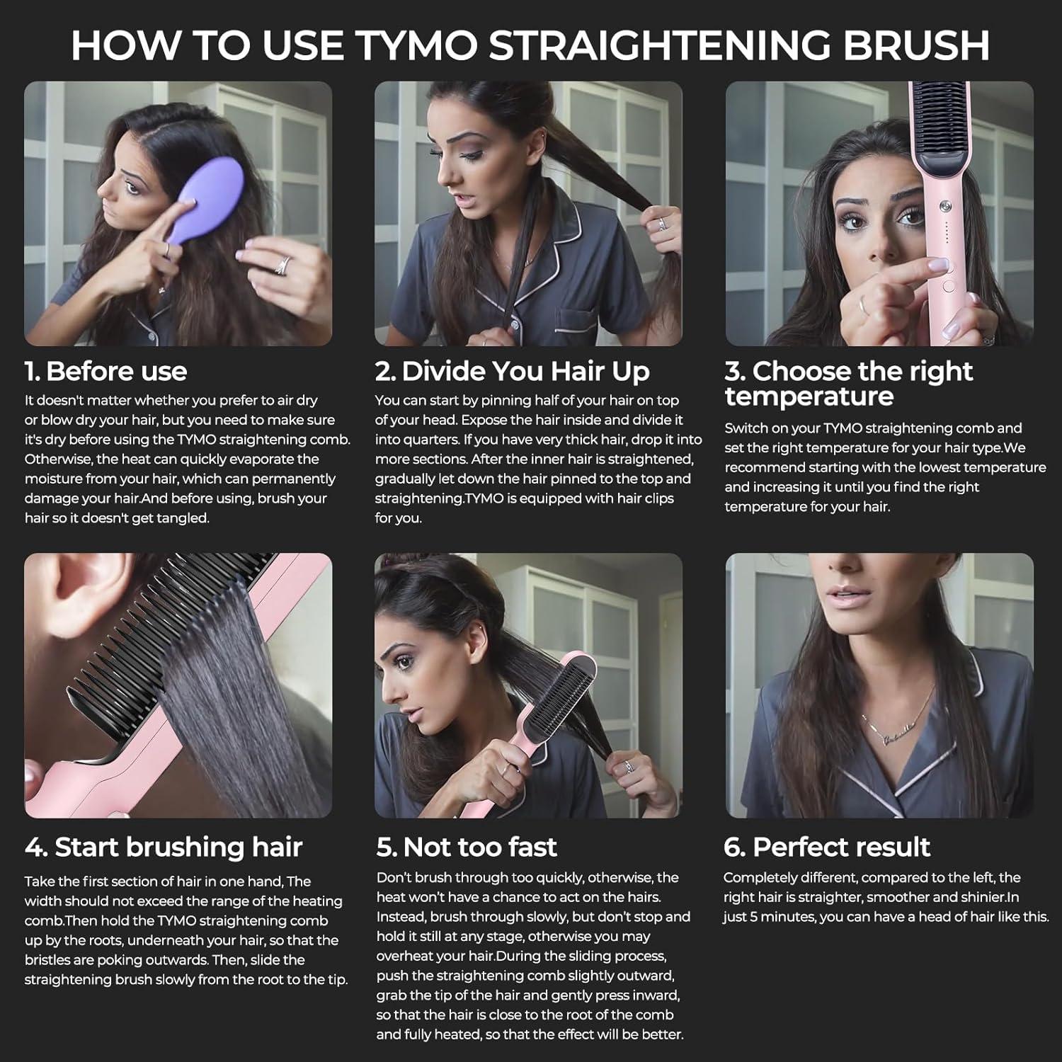 image:imageTYMO Ring Hair Straightener Brush Hair Straightening Iron with Builtin Comb 20s Fast Heating amp 5 Temp Settings amp AntiScald Perfect for Professional Salon at Home Sakura PinkSakura Pink